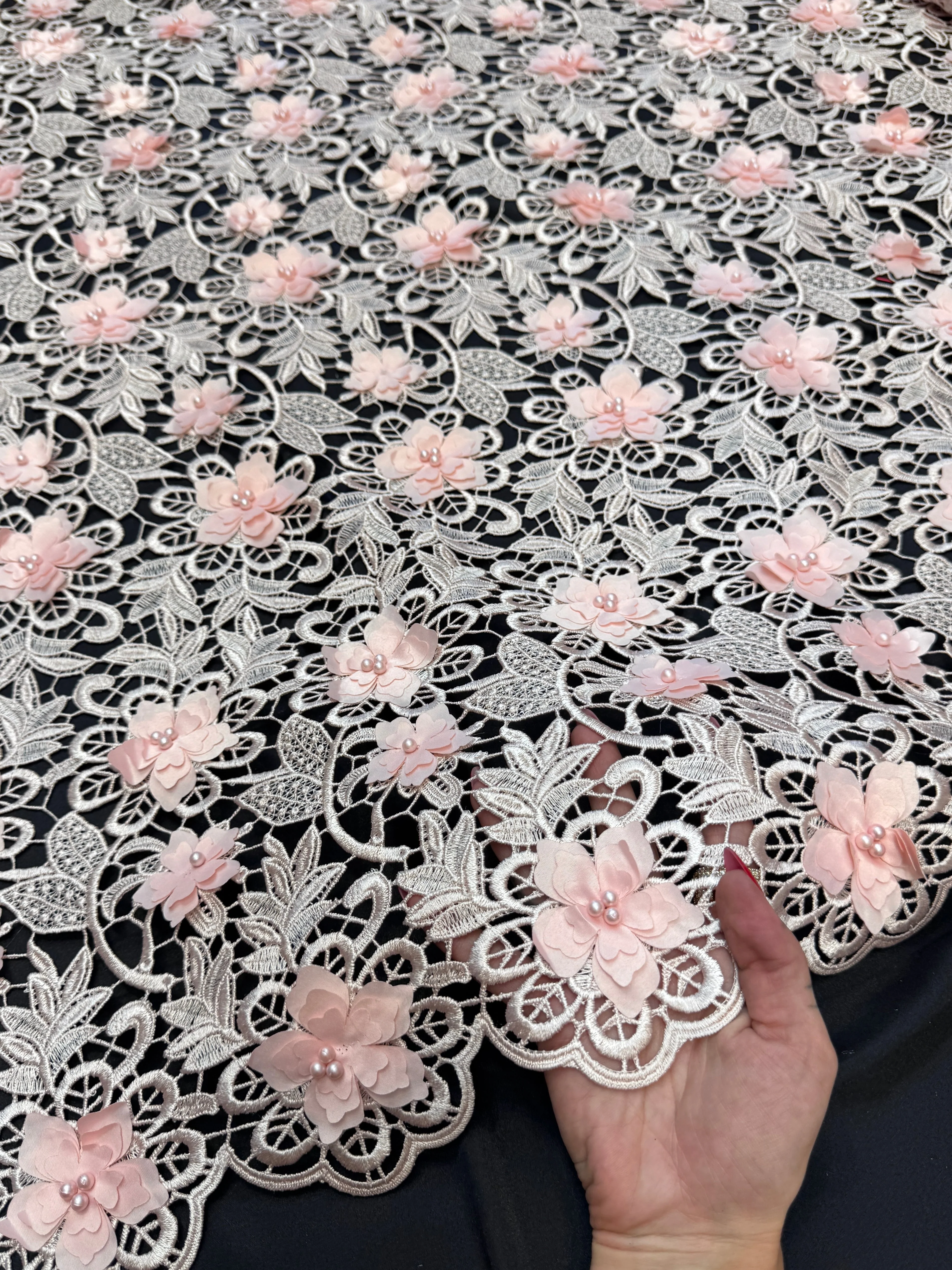 3D Blossom Beaded Embroidered Lace - Image 4