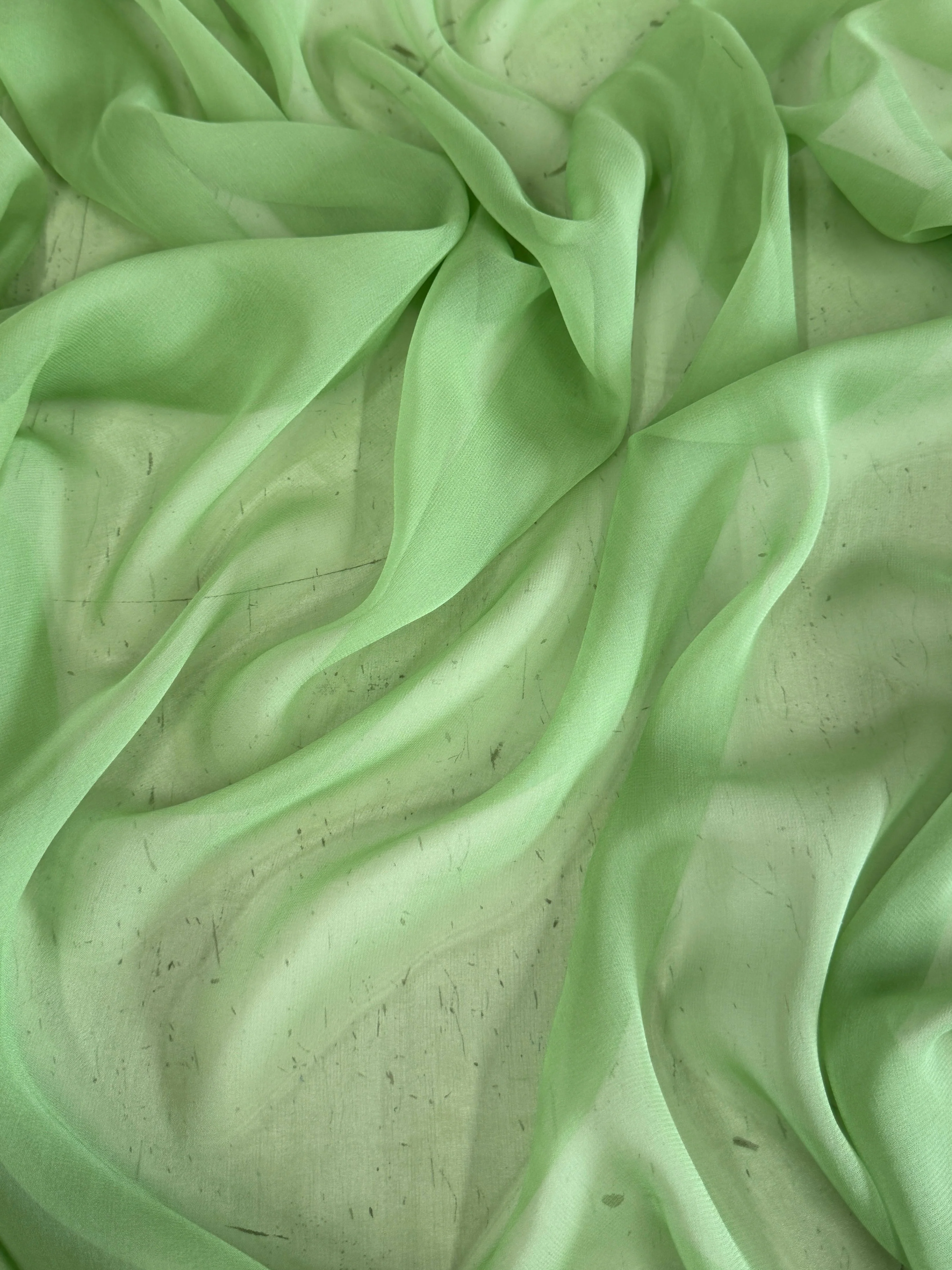 Apple Green Italian Silk Chiffon - Image 3