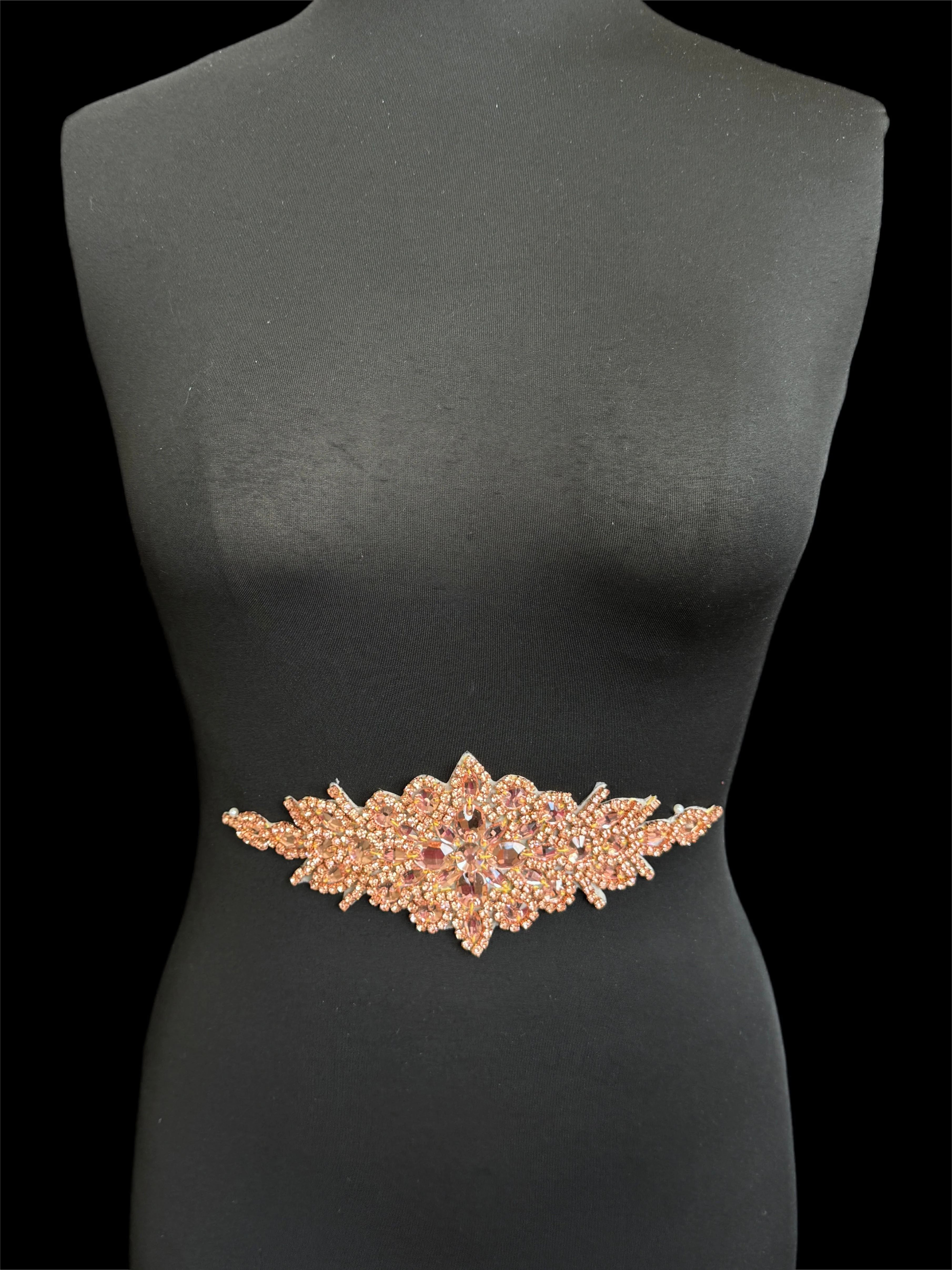 Asia Blush Pink Rhinestones Belt Applique - Image 2