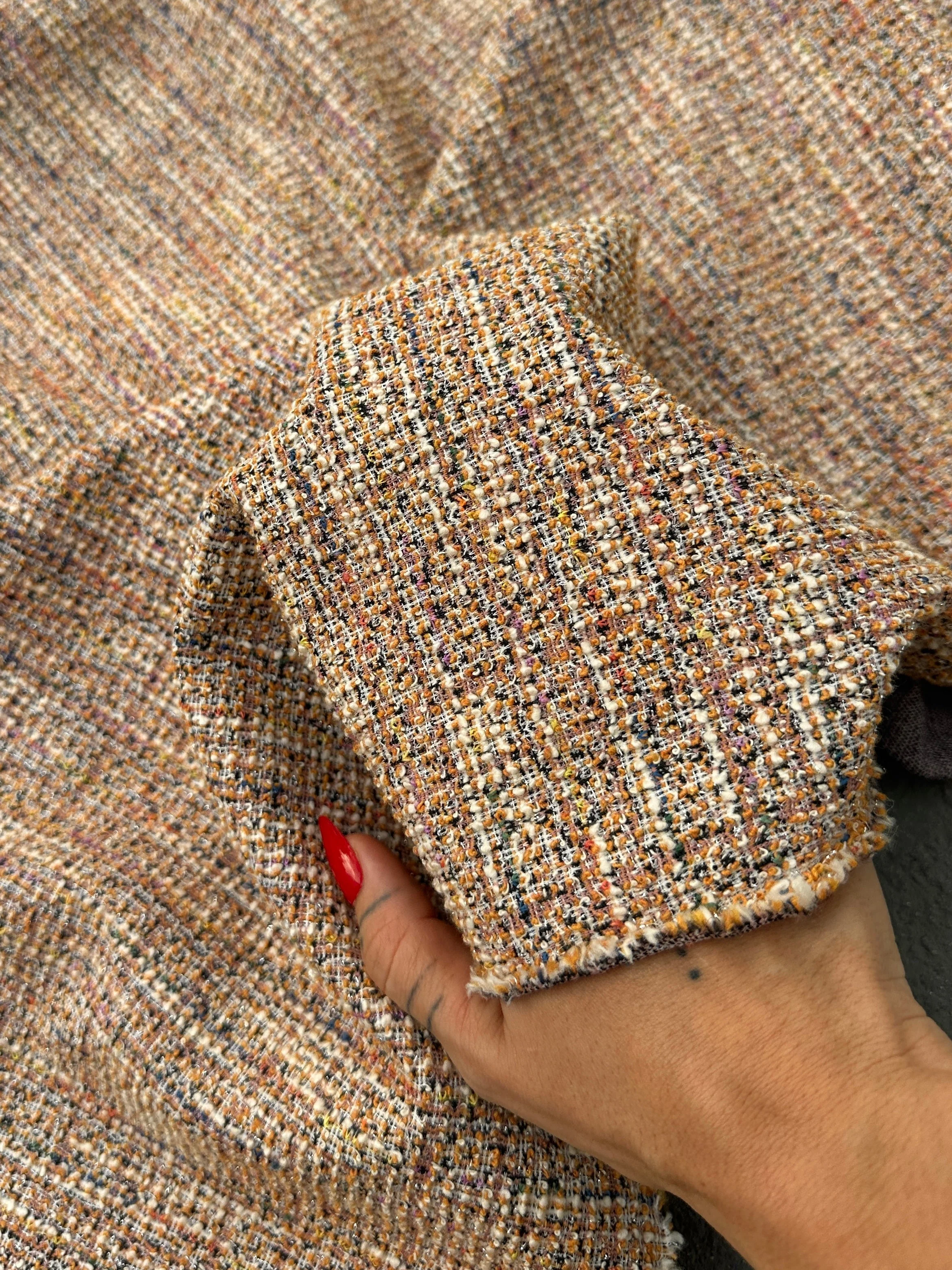 Beige Taupe Stretch Chenille Tweed - Image 8