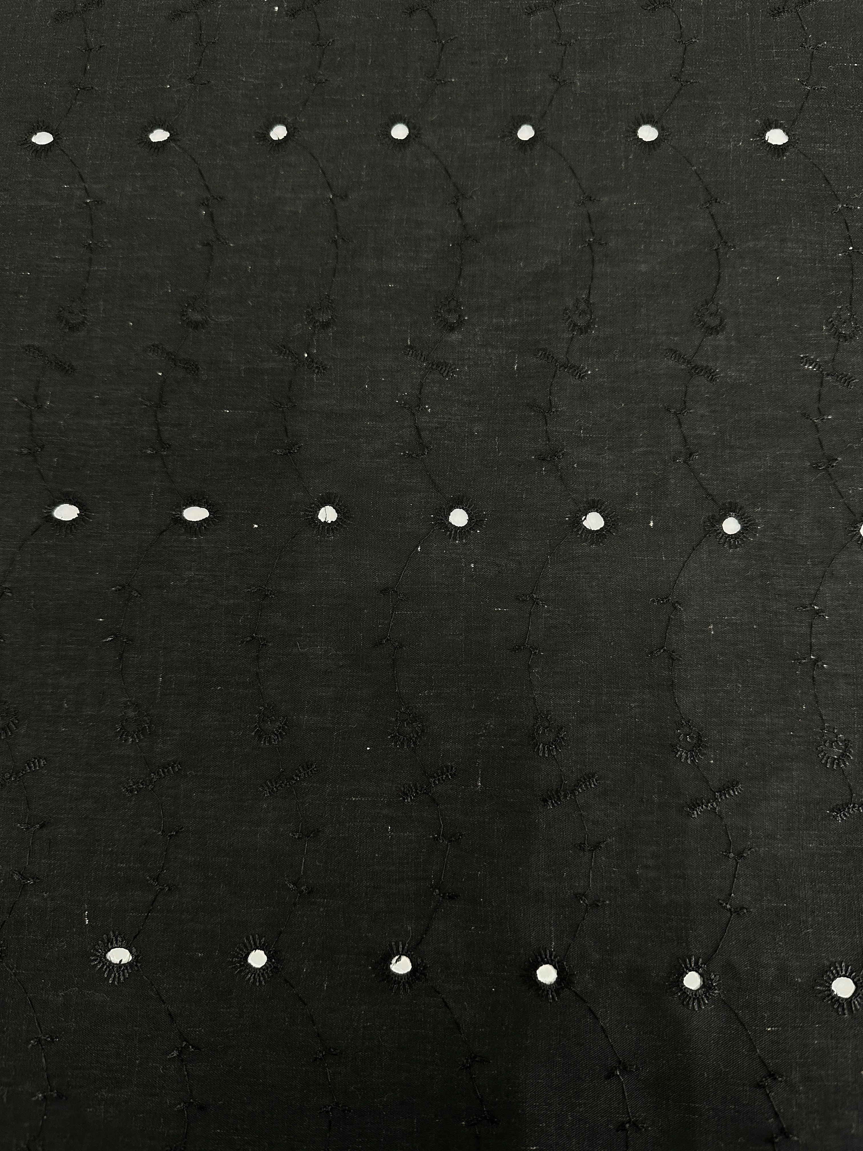 Black Dainty Floral Embroidered Cotton Eyelet - Image 6