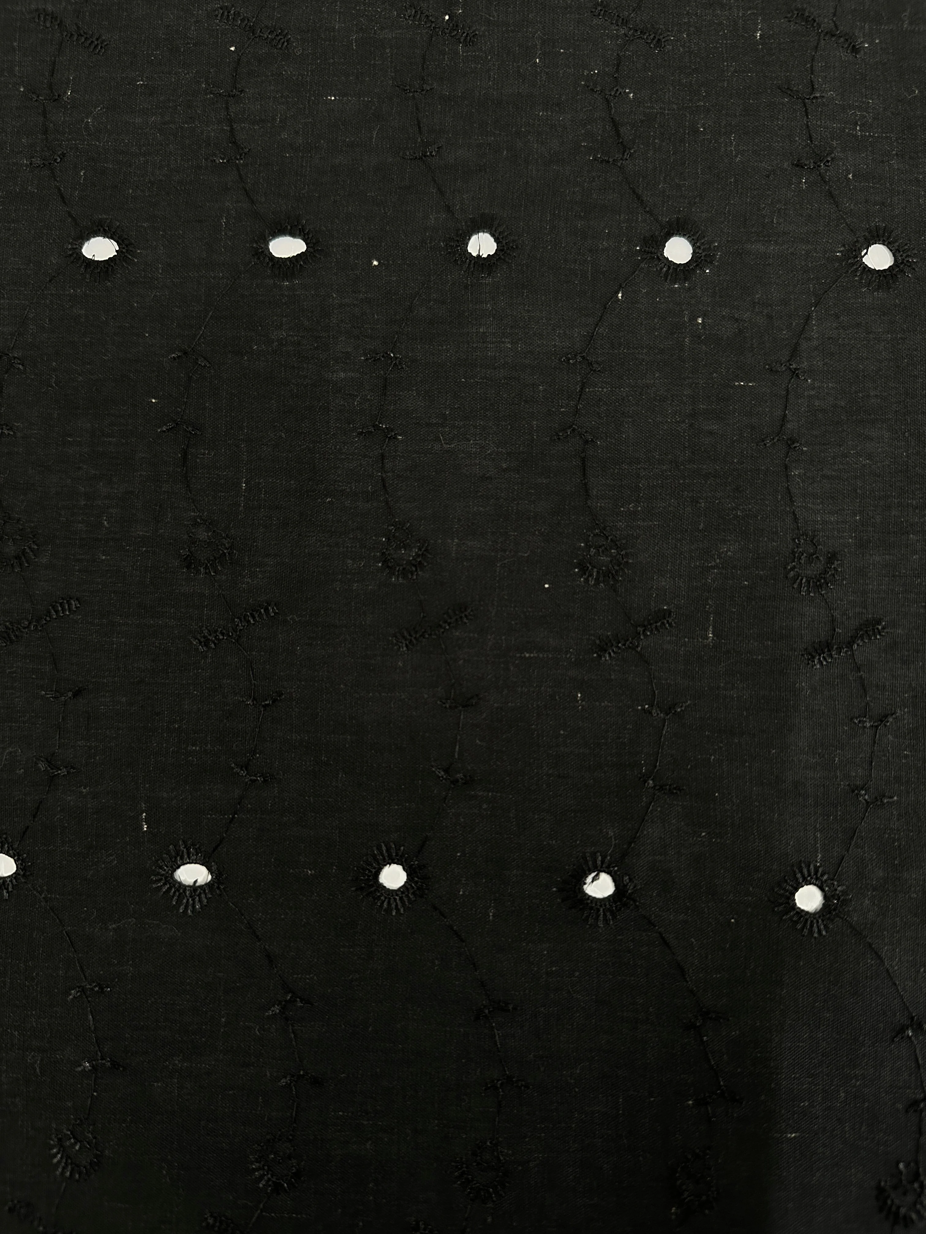 Black Dainty Floral Embroidered Cotton Eyelet - Image 8