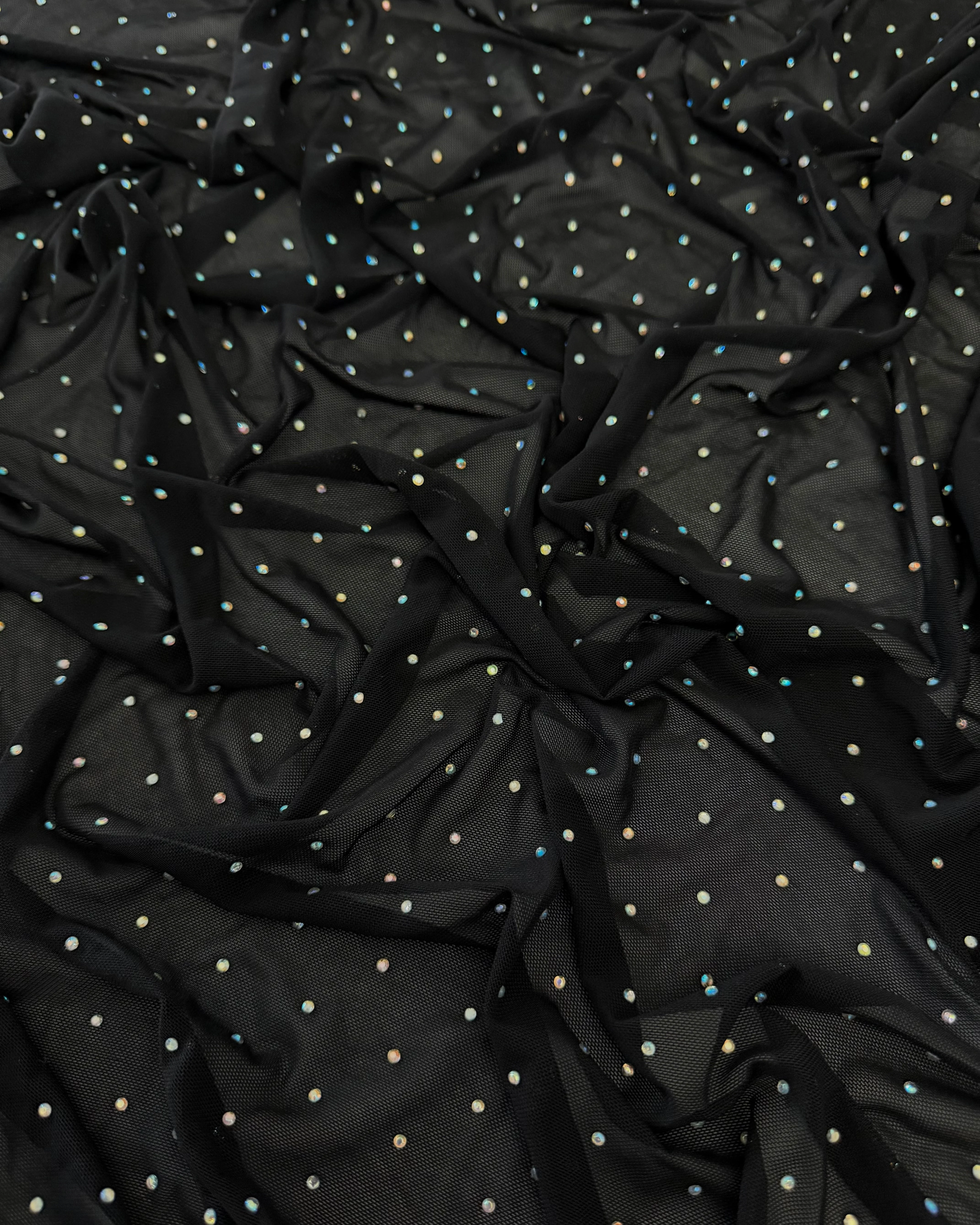 Black Iridescent Rhinestone Mesh - Image 4