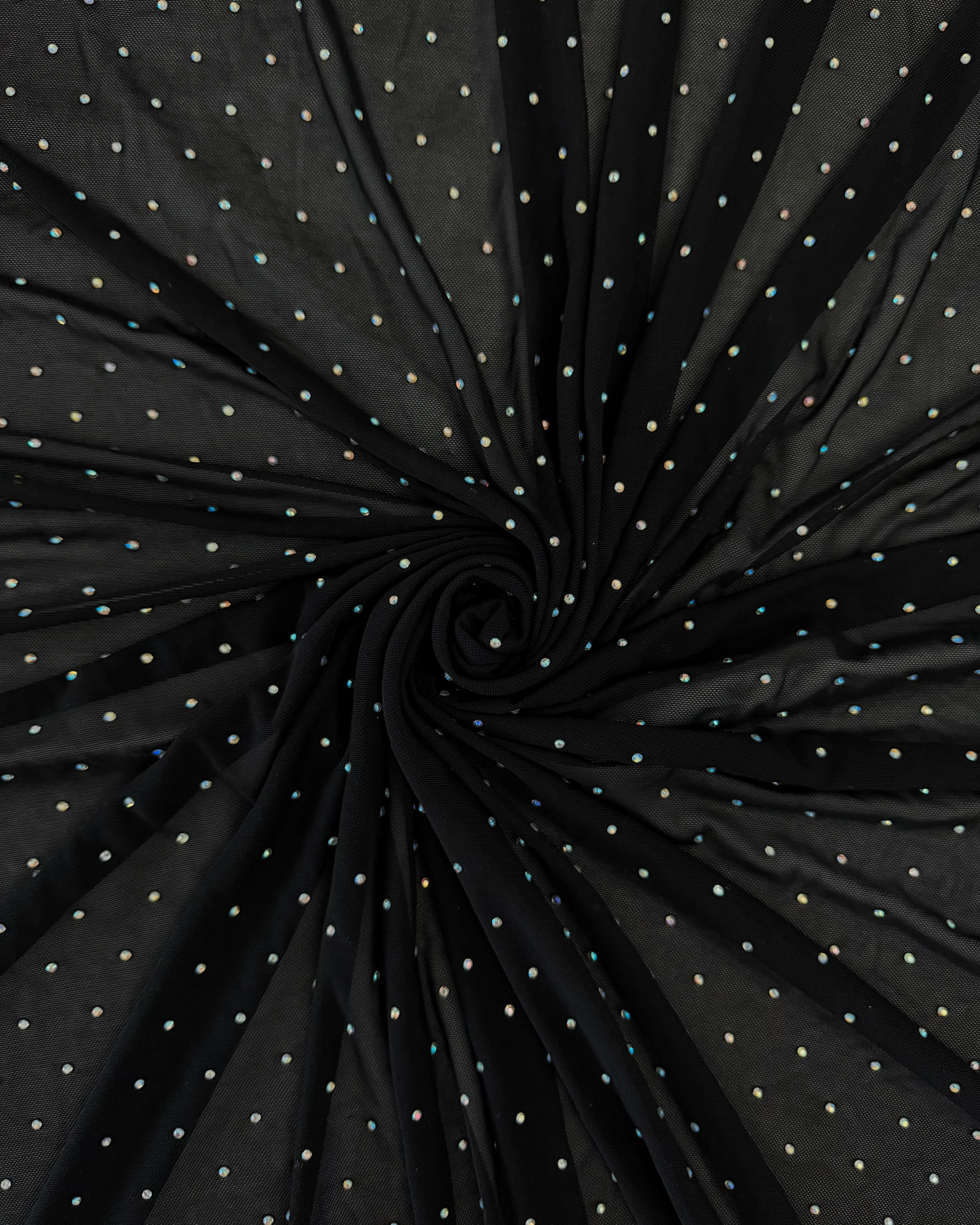 Black Iridescent Rhinestone Mesh - Image 7