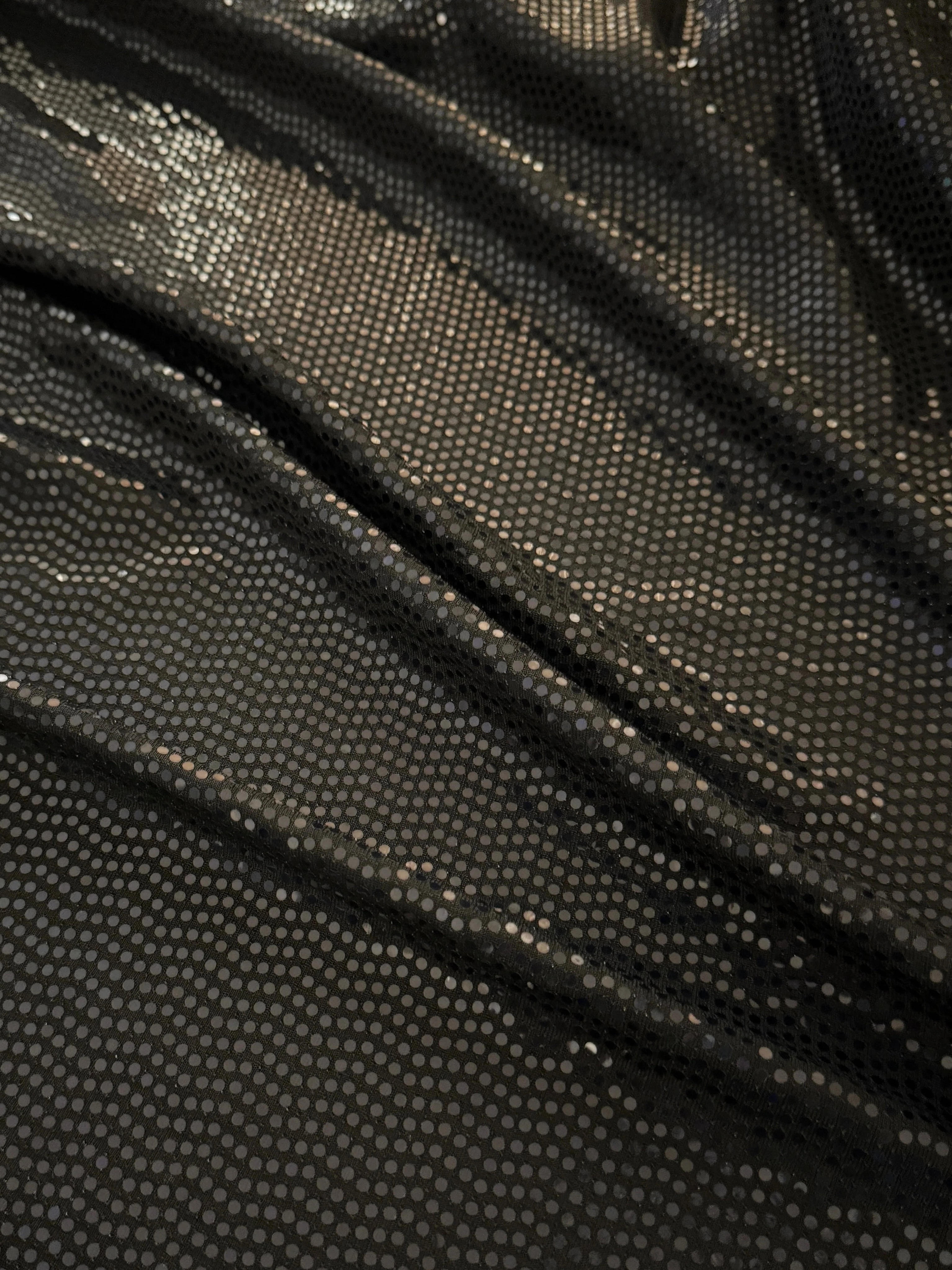 Black Sequin Mirror Foiled Spandex - Image 4