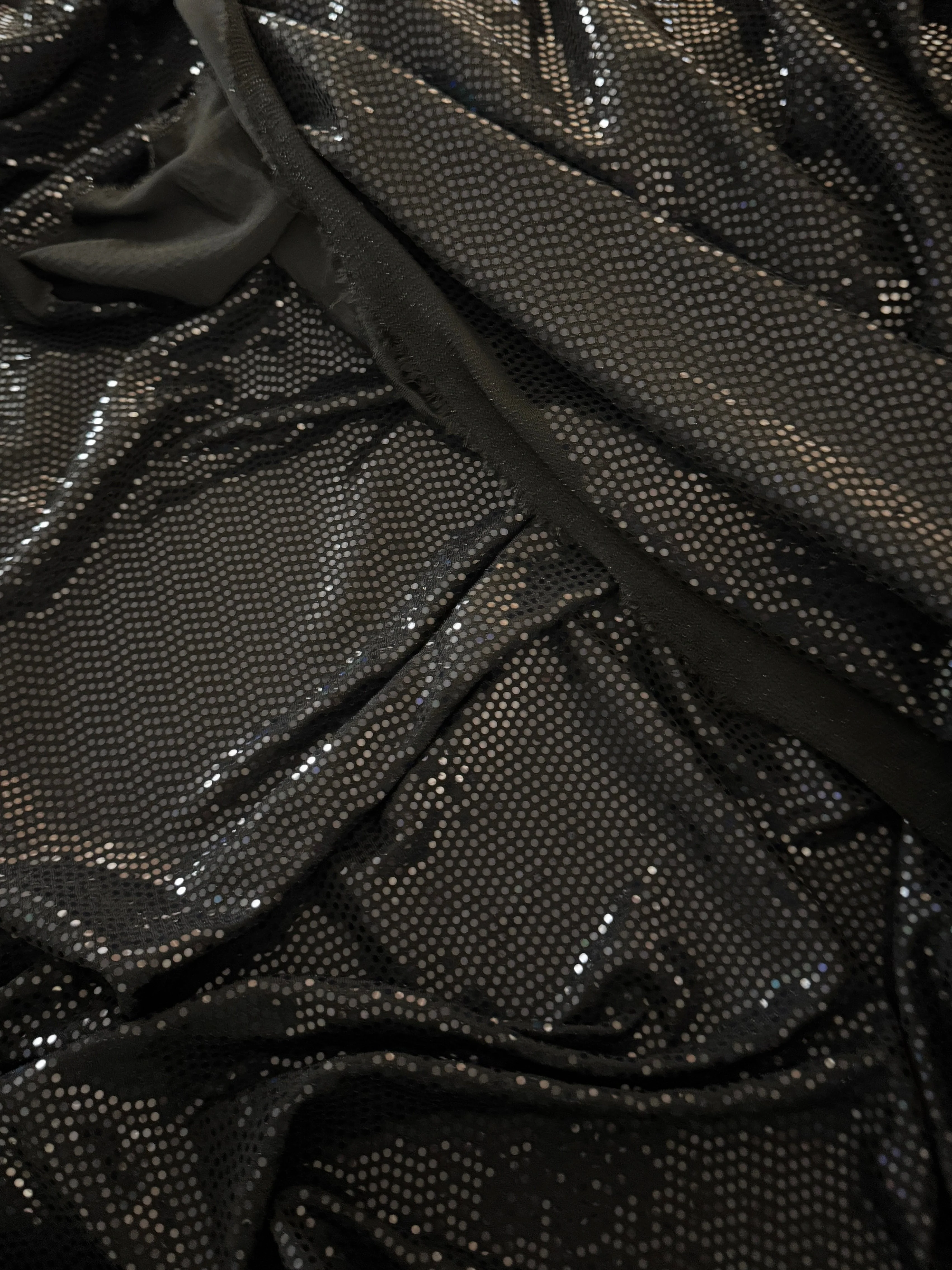 Black Sequin Mirror Foiled Spandex - Image 5