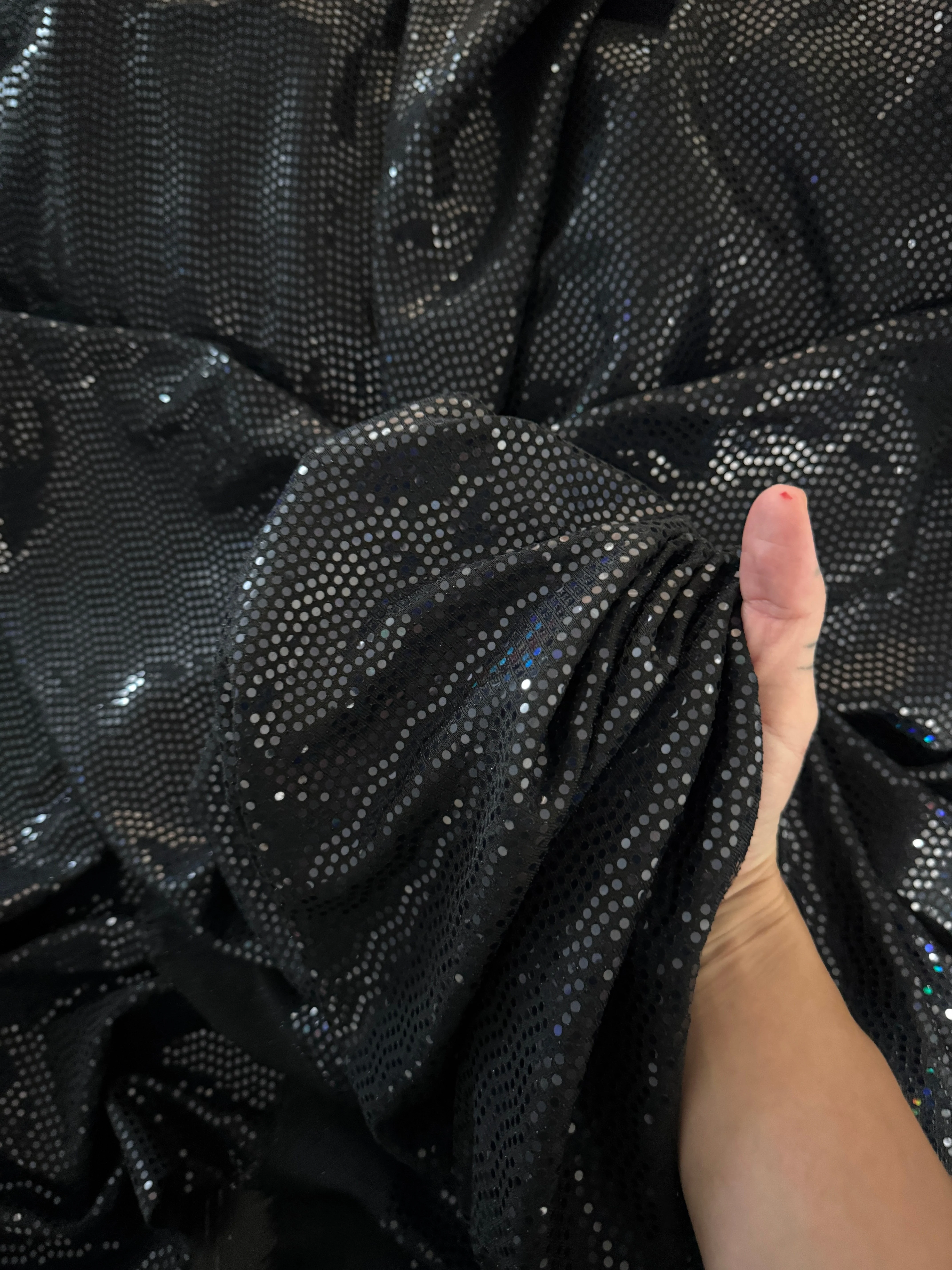 Black Sequin Mirror Foiled Spandex - Image 7