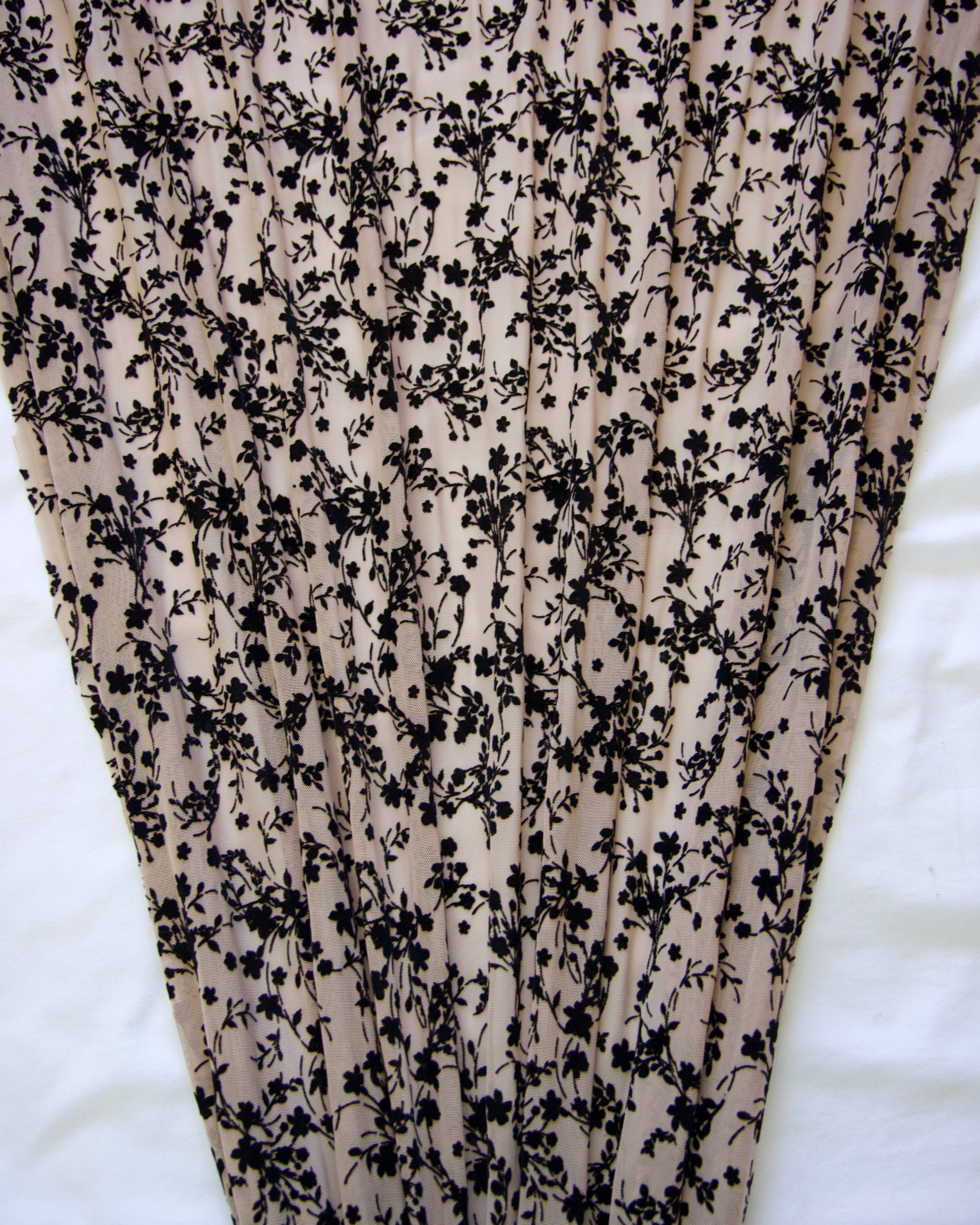 Black Velvet Flowers on Nude Mesh - Image 4