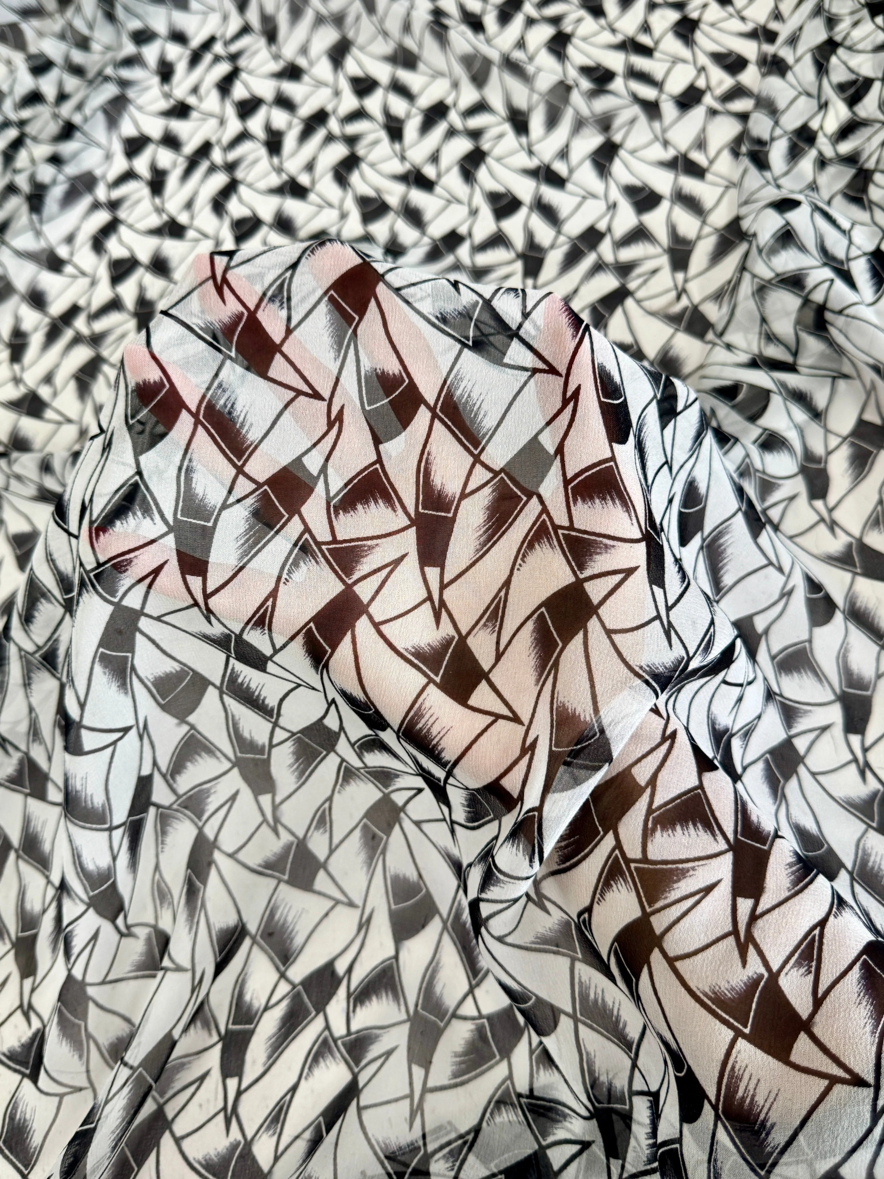 Black & White Midnight Italian Silk Chiffon