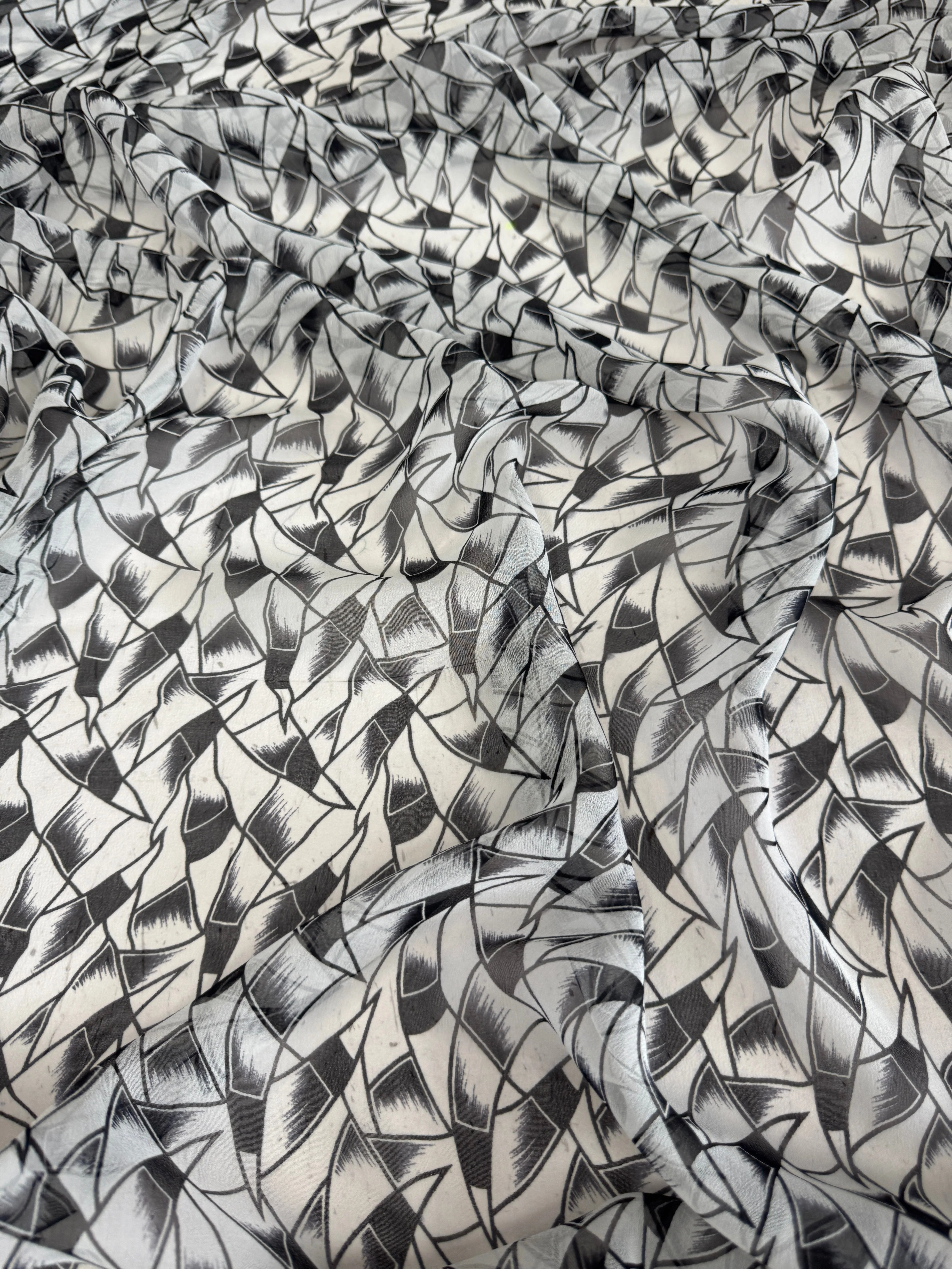Black & White Midnight Italian Silk Chiffon - Image 3