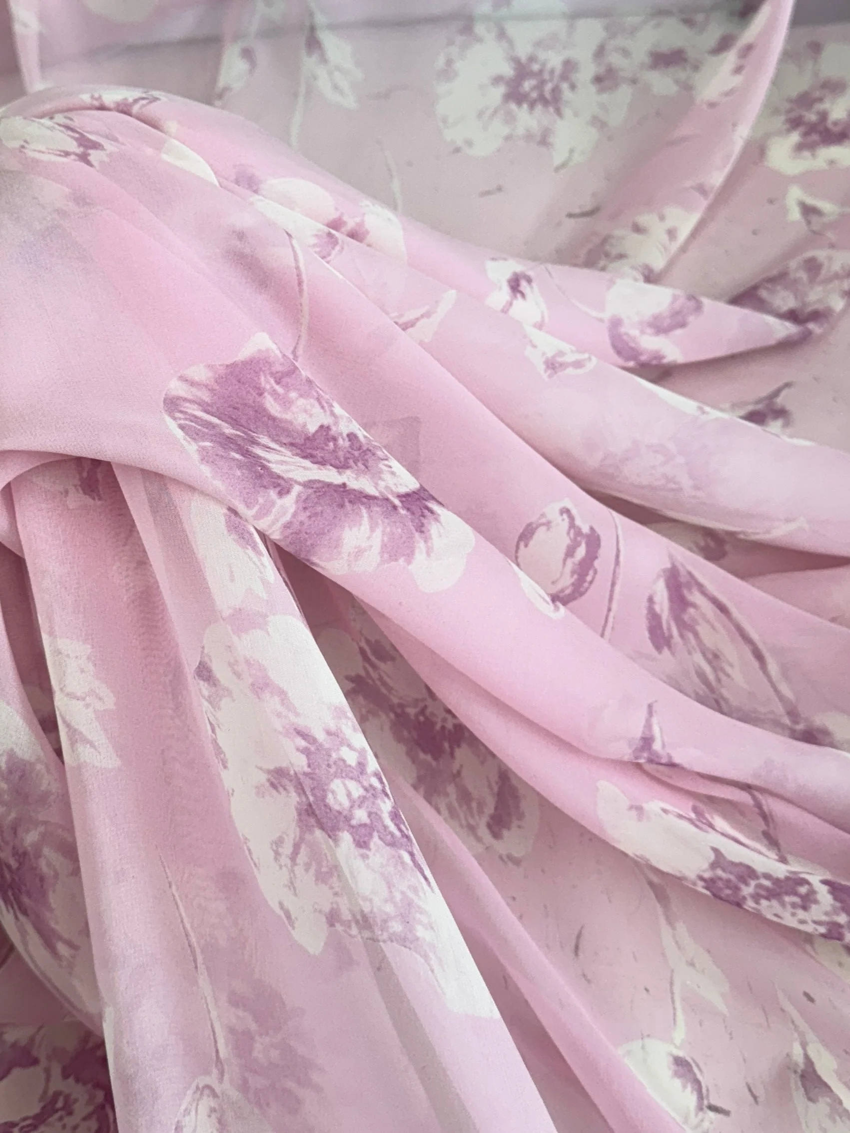 Blossom Pink Italian Silk Chiffon - Image 3