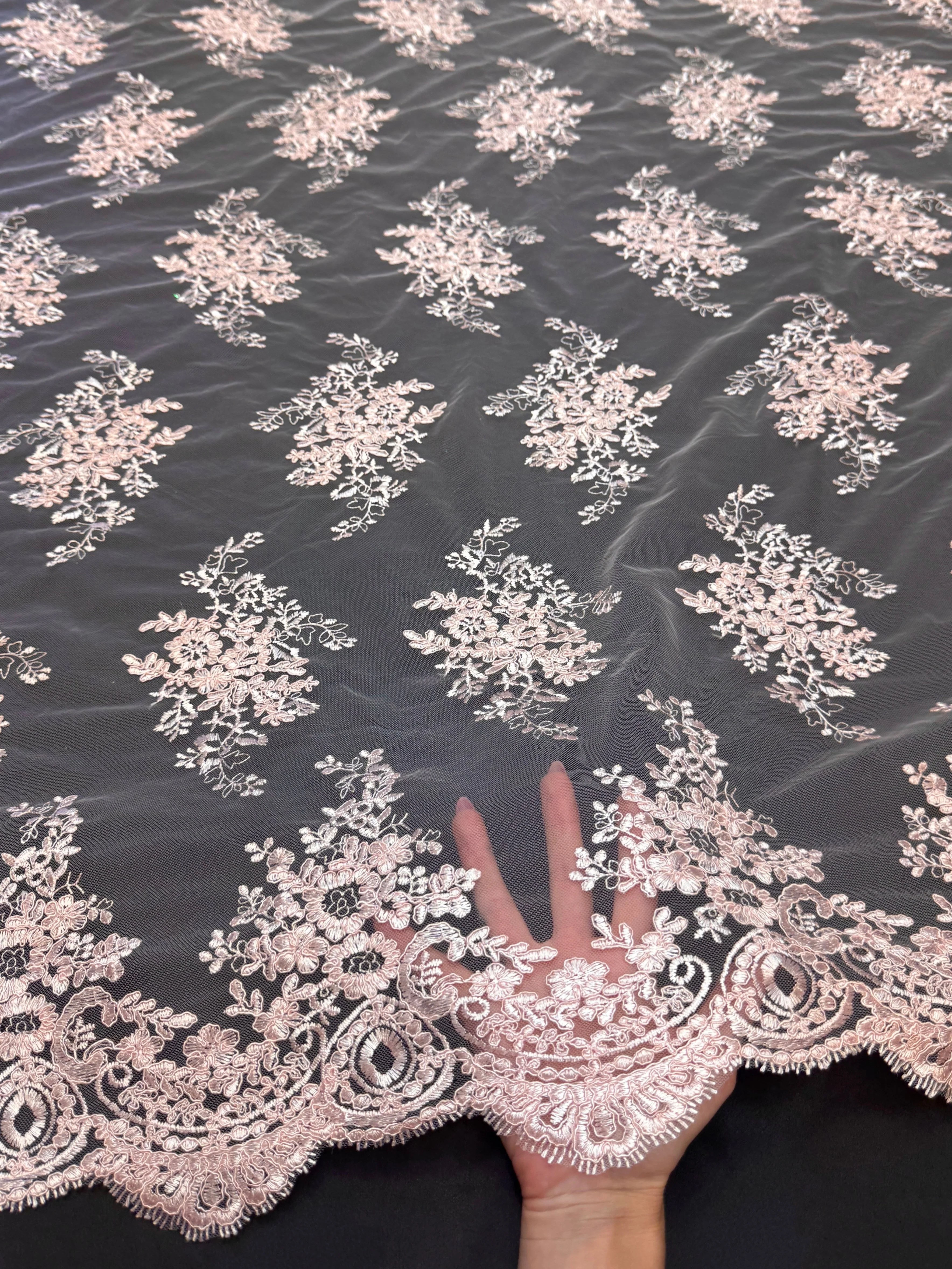 Blush Pink Fleur Scalloped Lace Mesh