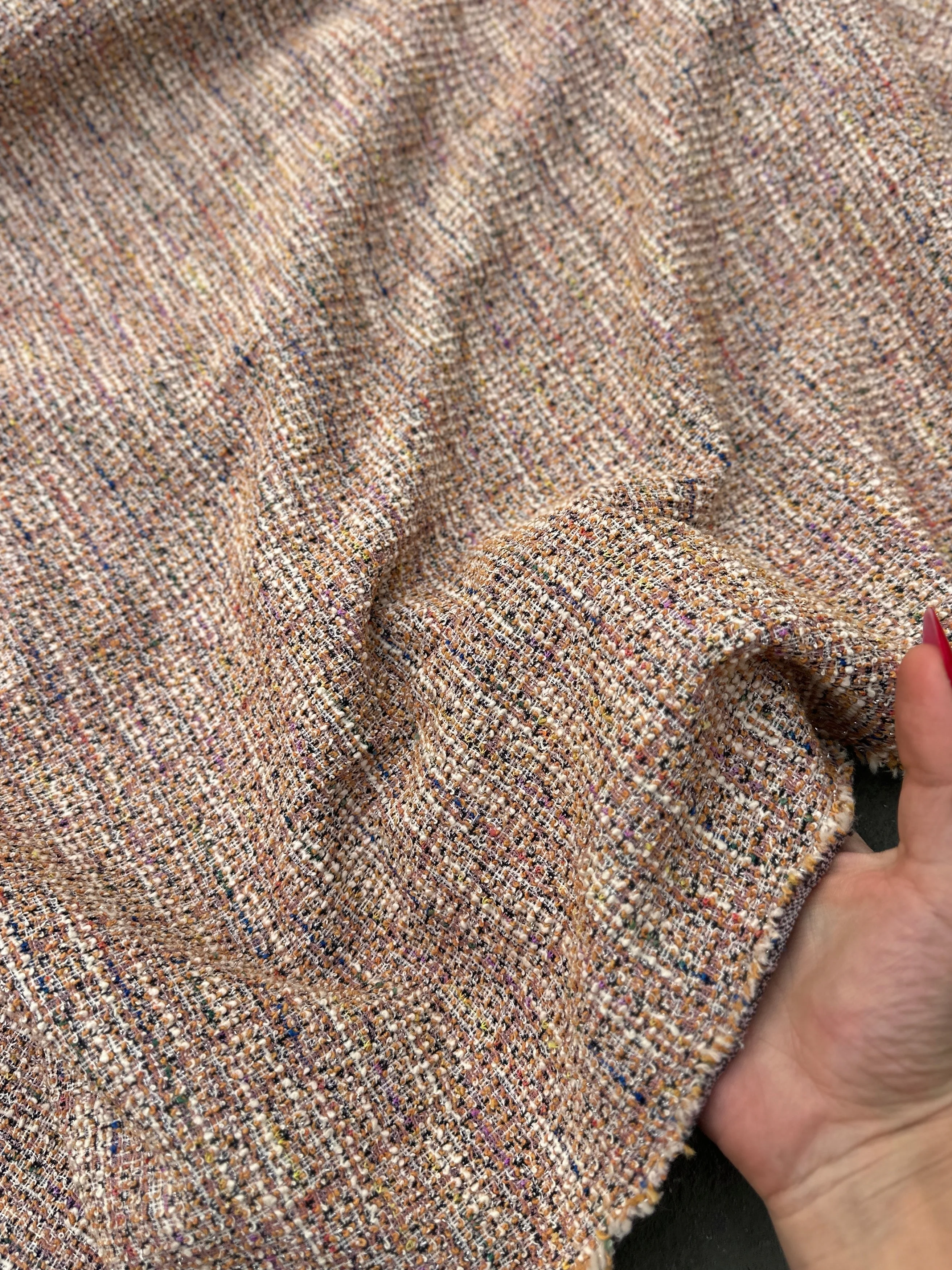 Blush Pink Stretch Chenille Tweed - Image 5