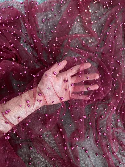 Burgundy Pearl Tulle - Image 2