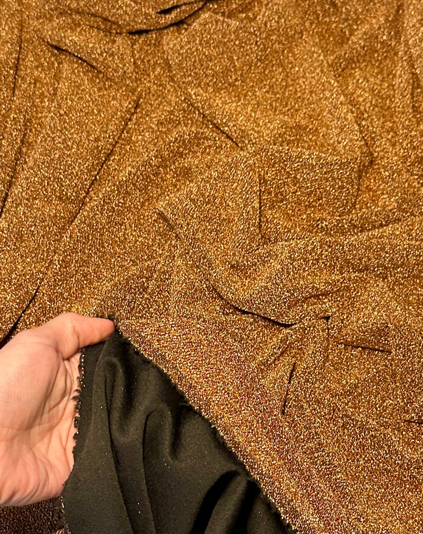 Burnt Orange/Rust Glitter Lurex Jersey - Image 4