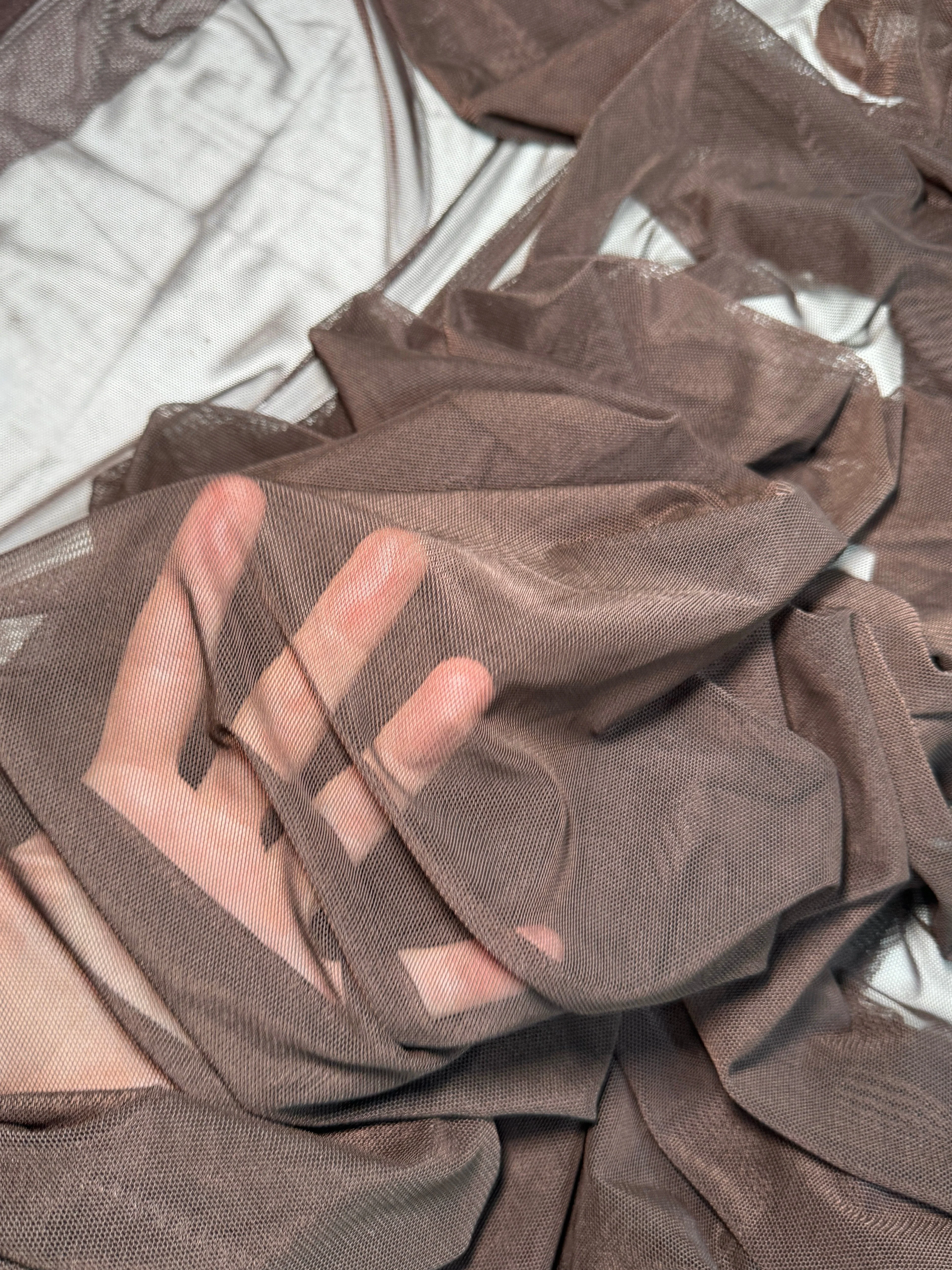 Chocolate Brown 4 Way Stretch Power Mesh - Image 7