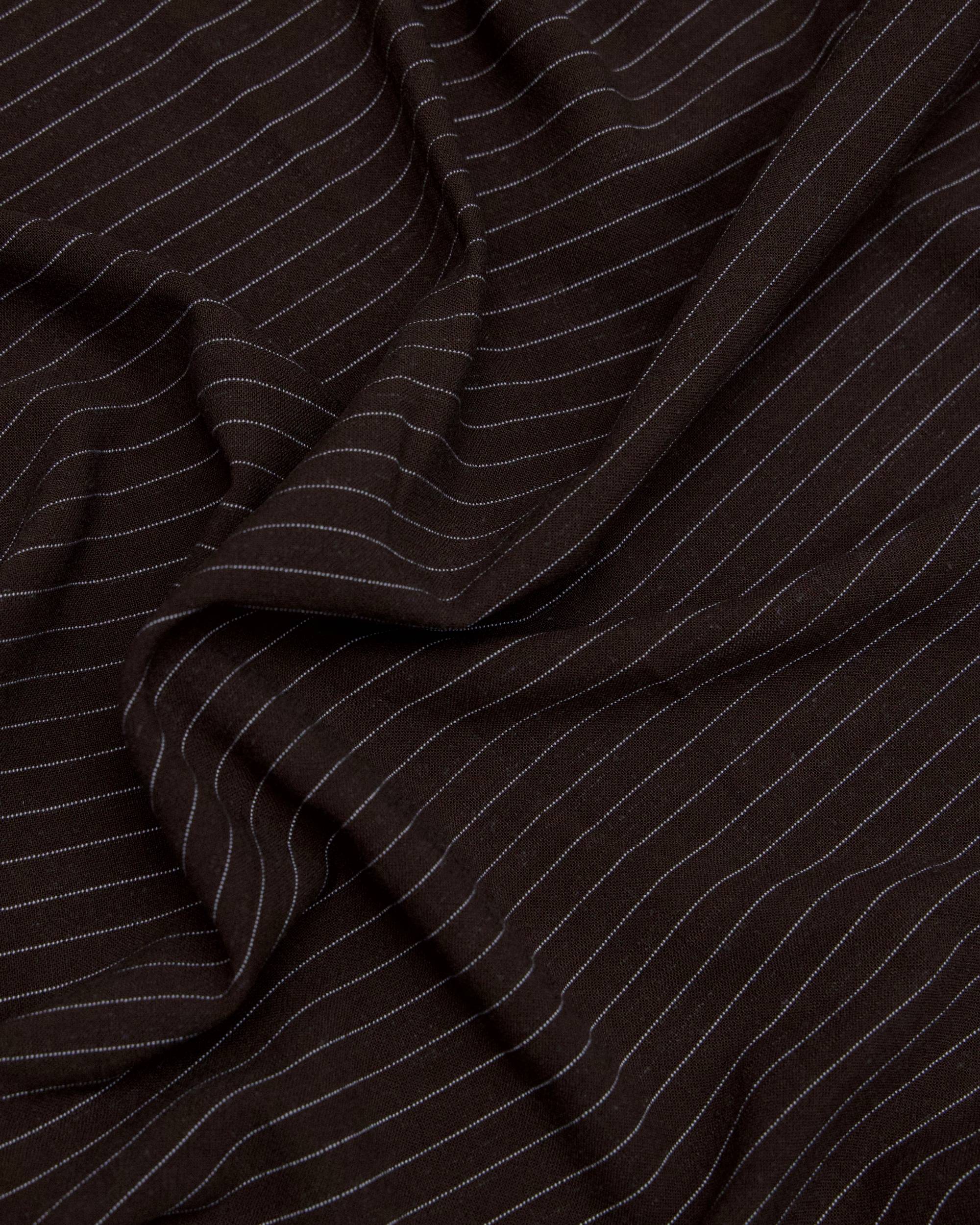 Chocolate Brown Resort Pinstripe Linen Blend