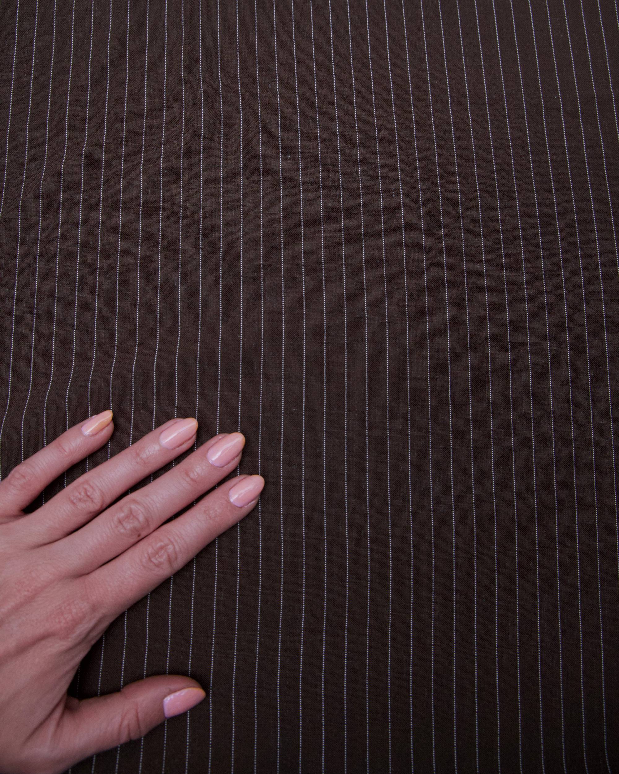 Chocolate Brown Resort Pinstripe Linen Blend - Image 14