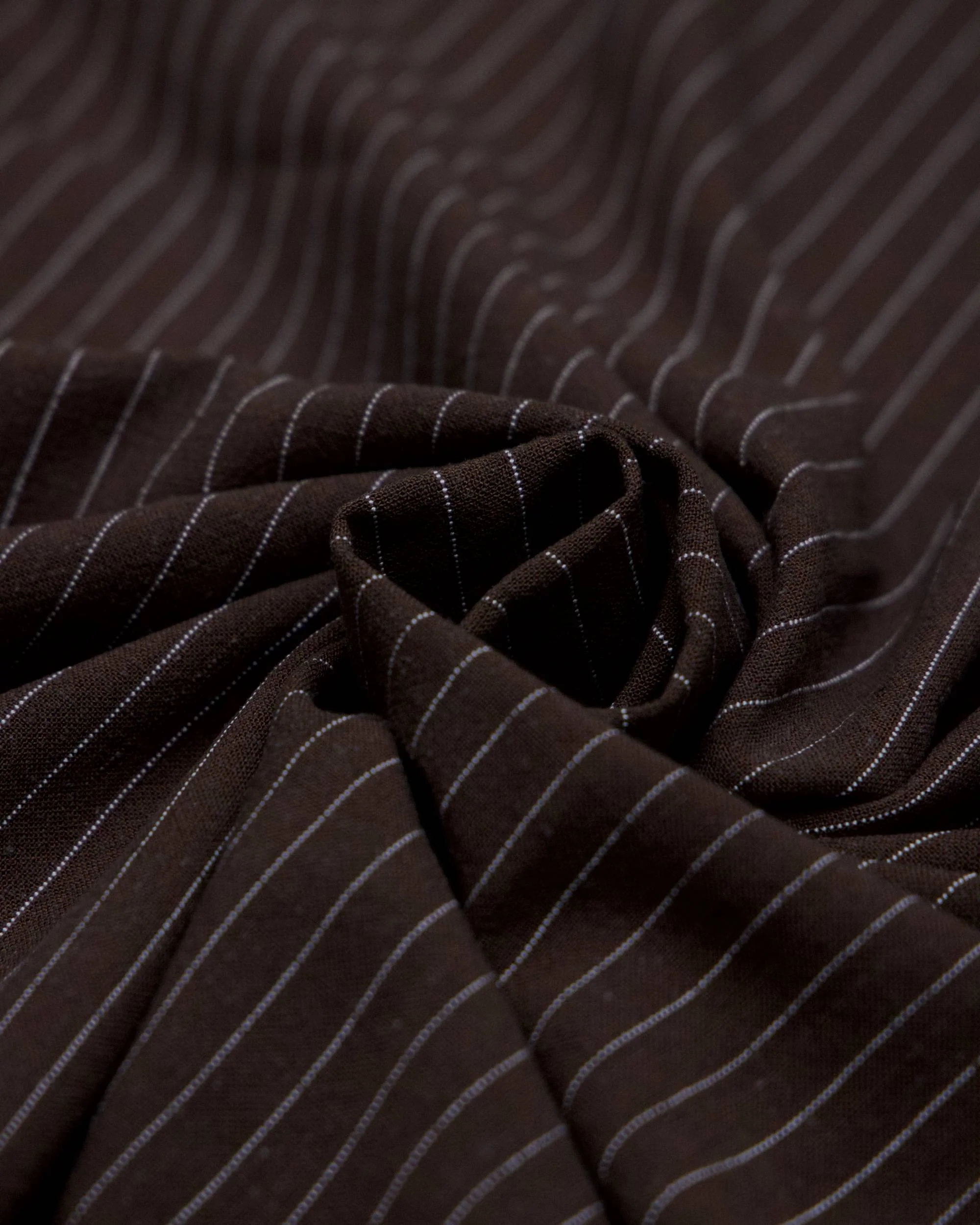 Chocolate Brown Resort Pinstripe Linen Blend - Image 4