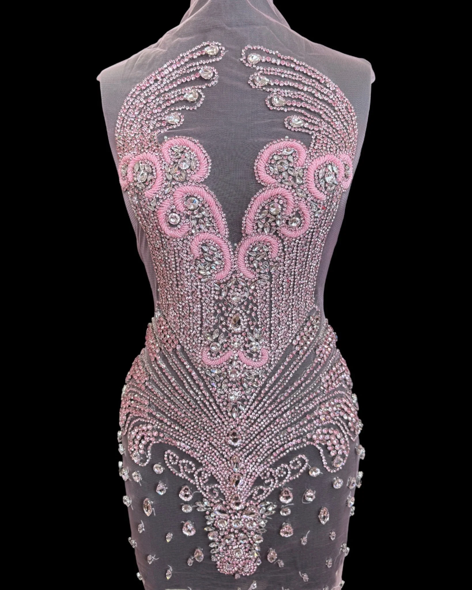 Tina Baby Pink Rhinestones Bodice Applique