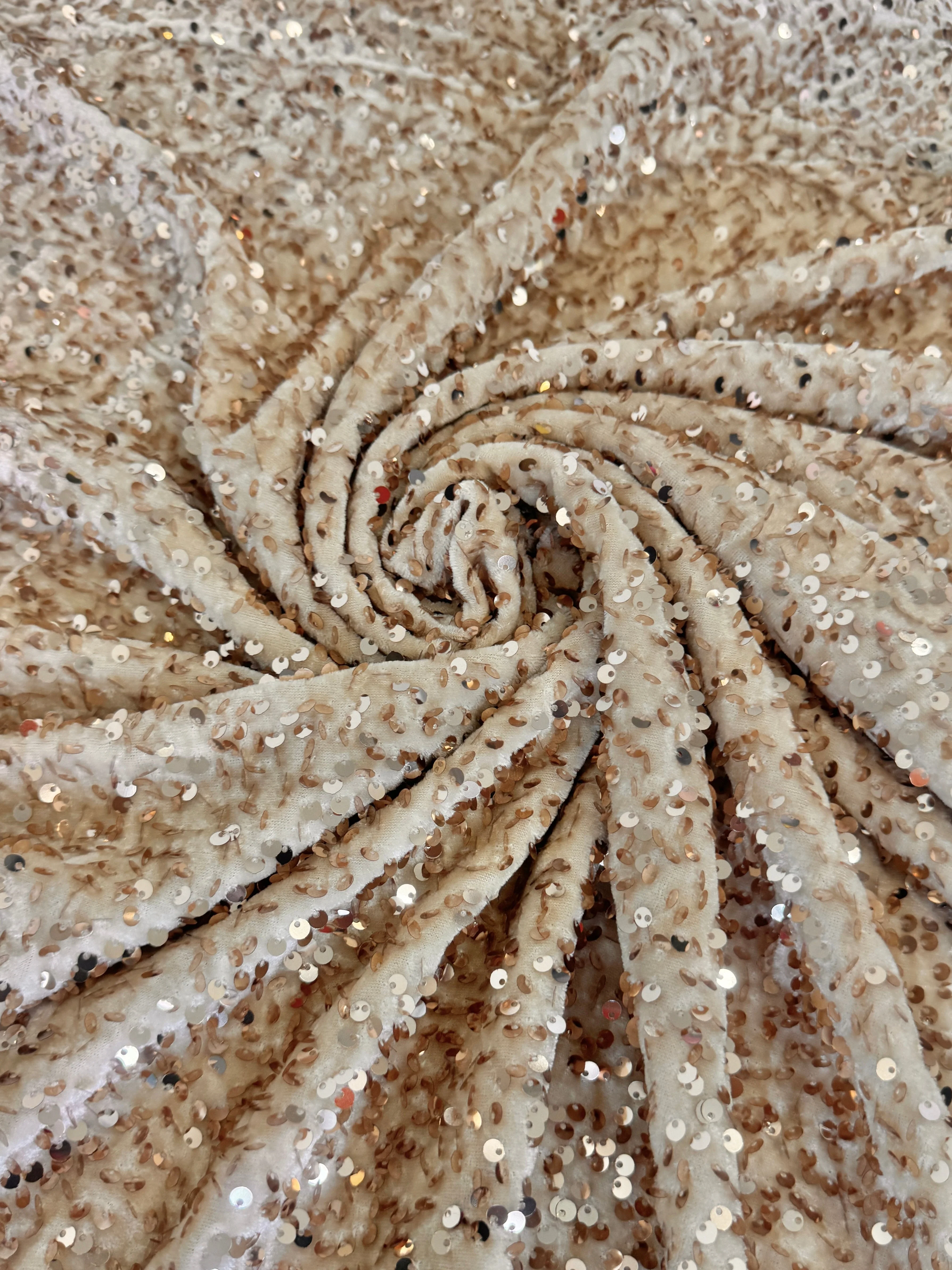 Cream Champagne Sequins Velvet