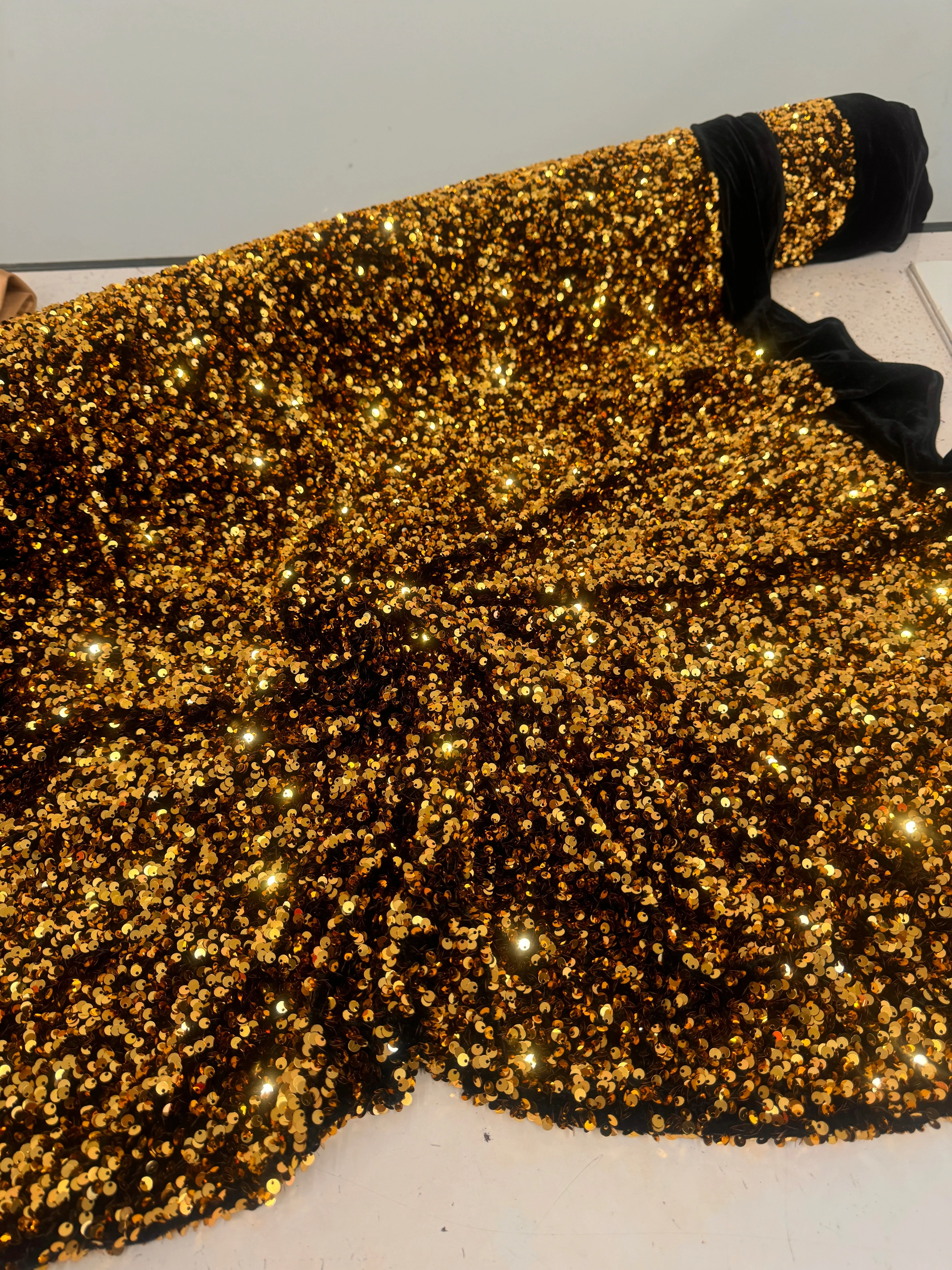 Deep Gold Sequin on Velvet - Image 3