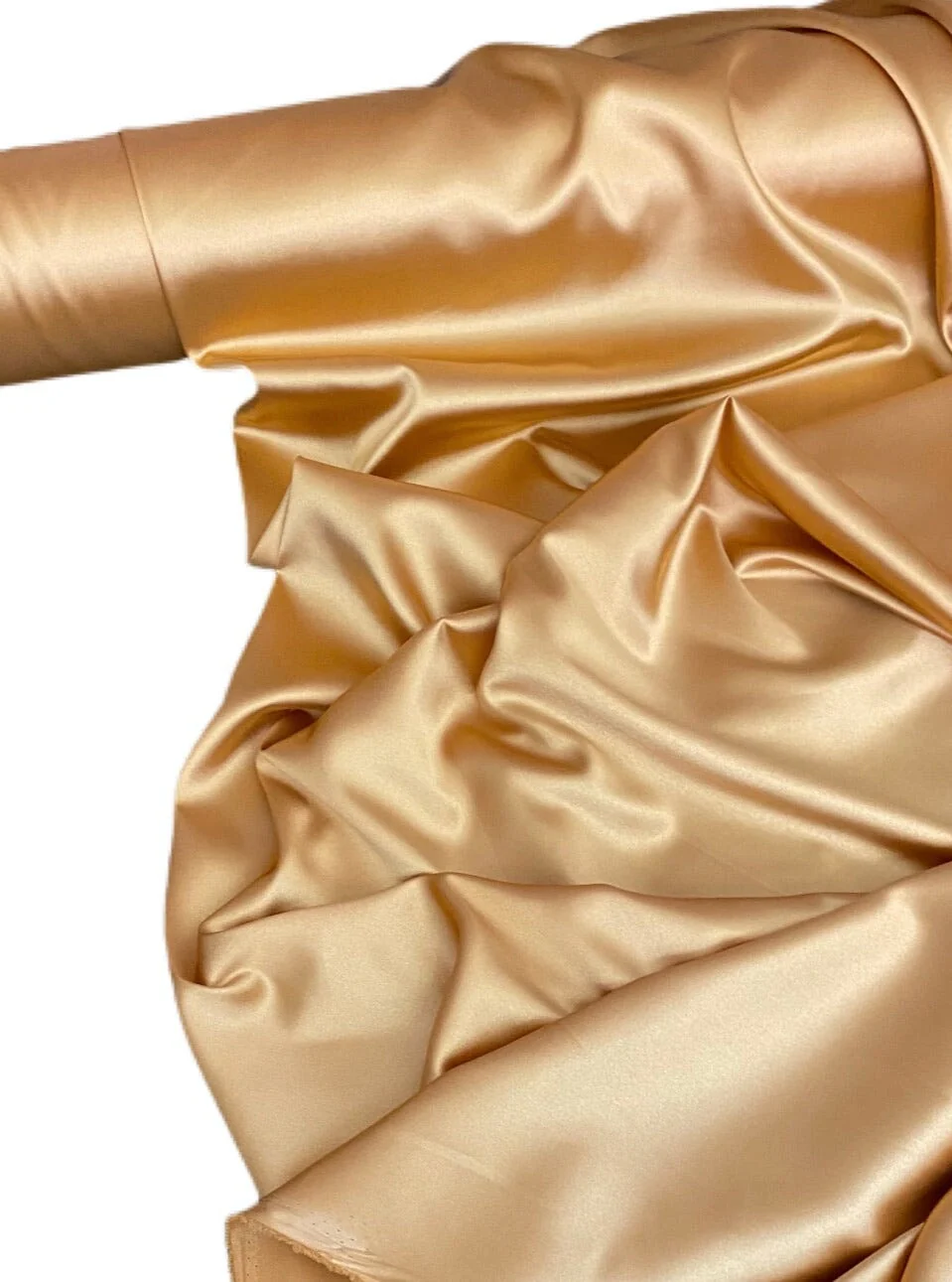 Deep Gold Silky Stretch Satin - Image 3