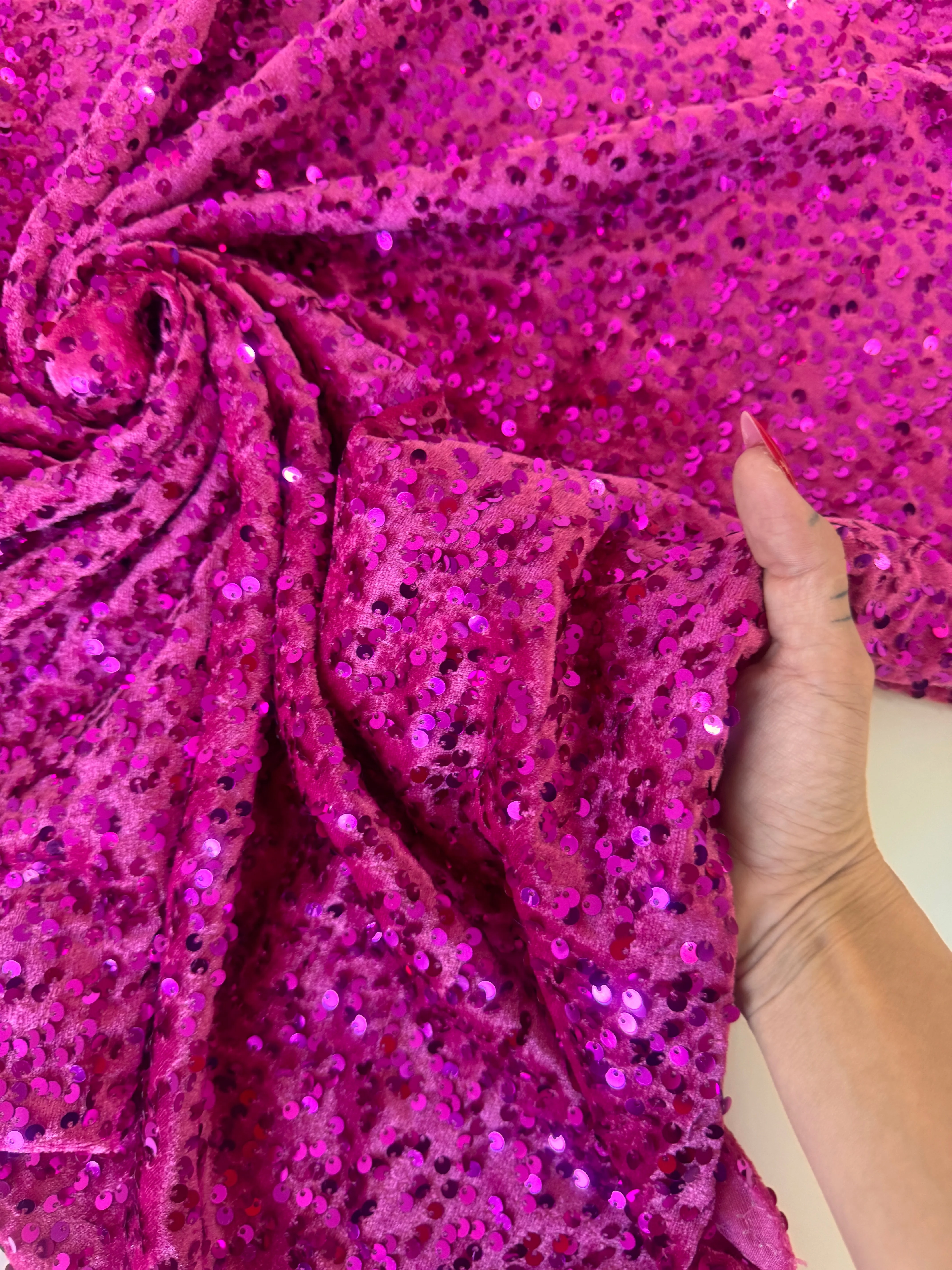 Fuchsia Sequins Velvet - Image 9
