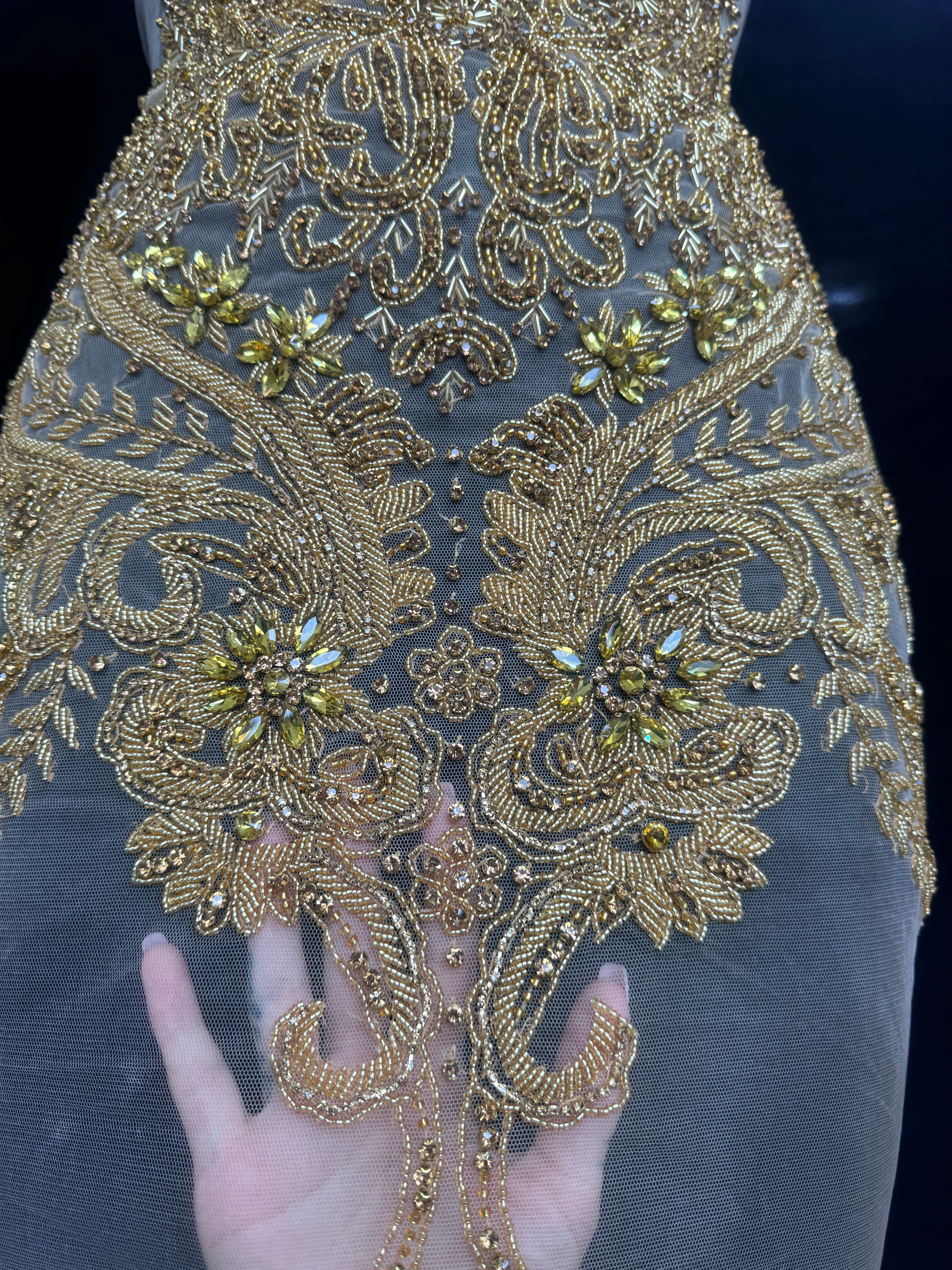 Gaby Gold Rhinestone Bodice Applique - Image 5