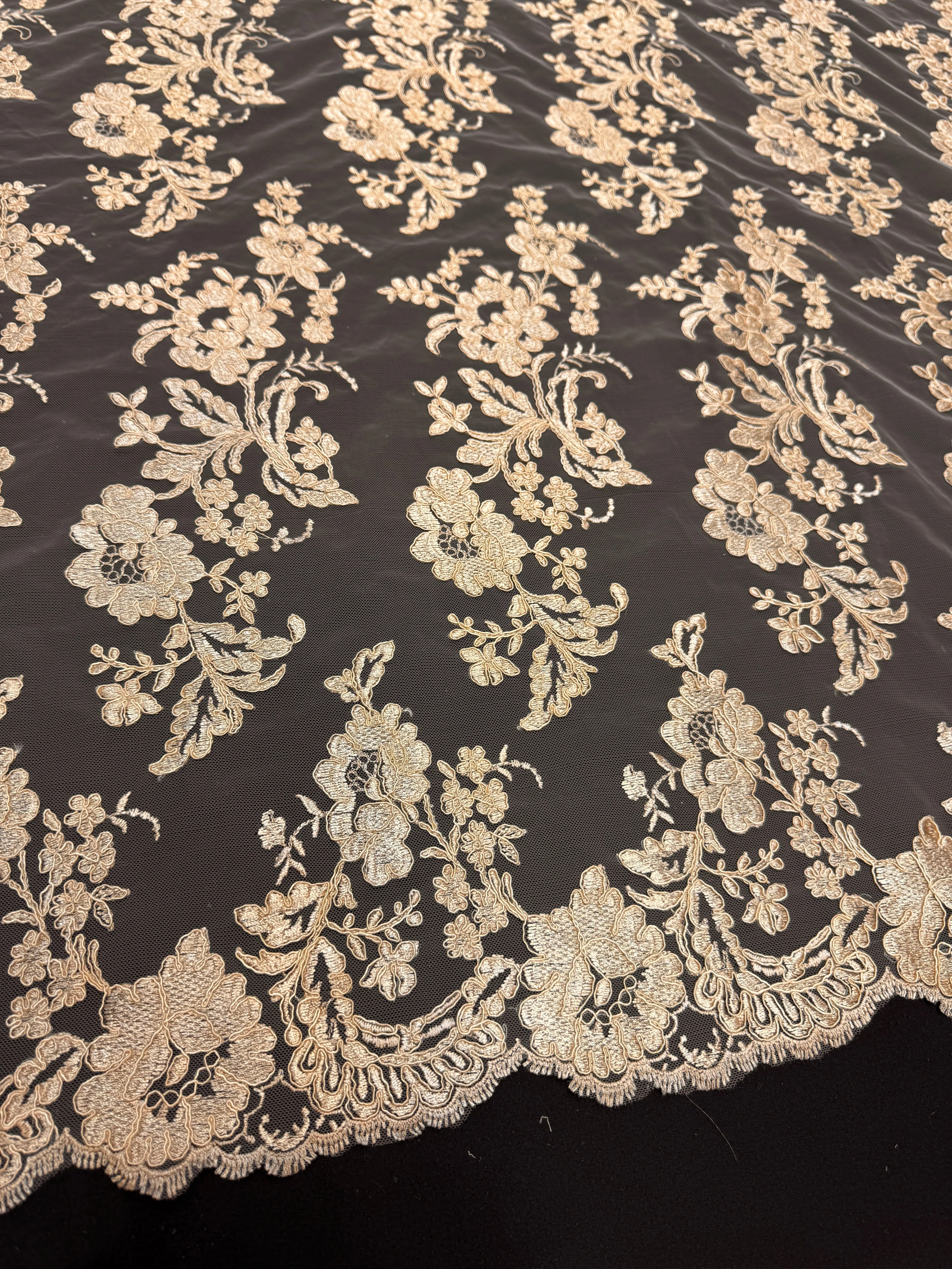 Gold Romantic Bloom Embroidered Mesh Lace - Image 7