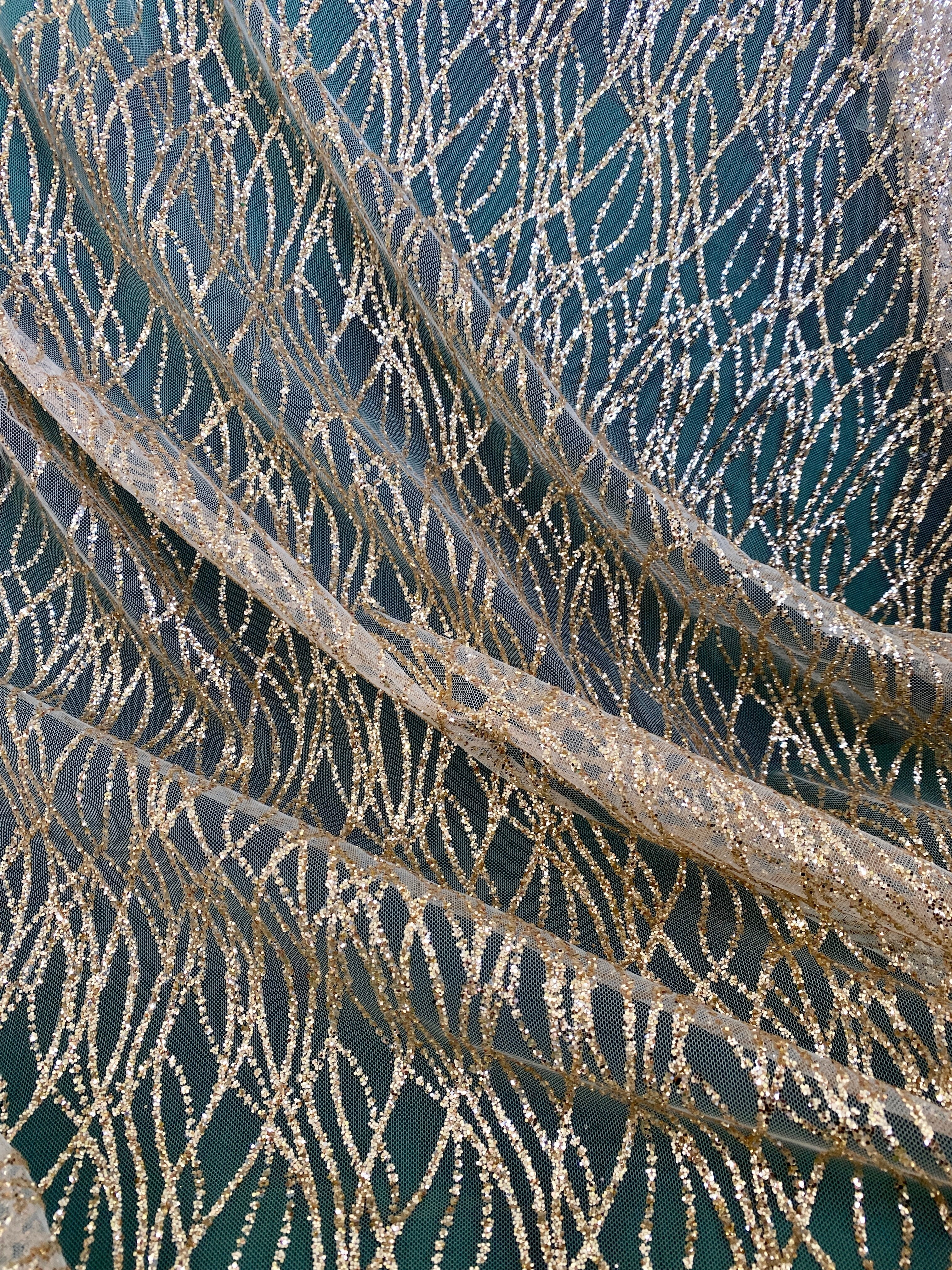 Gold Glitter Lace on Mesh - Image 8