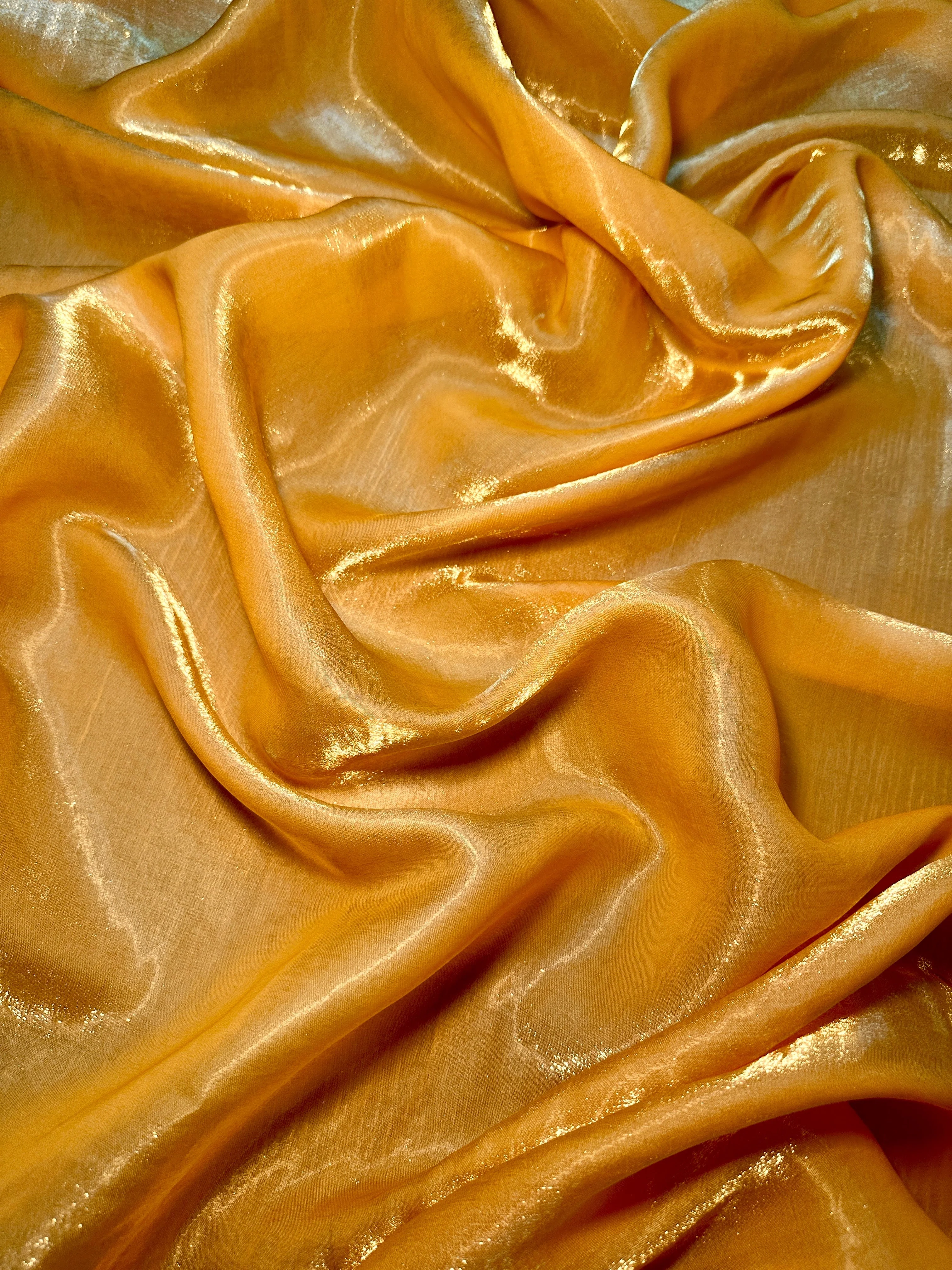 Golden Yellow Water Liquid Shimmery Chiffon - Image 2