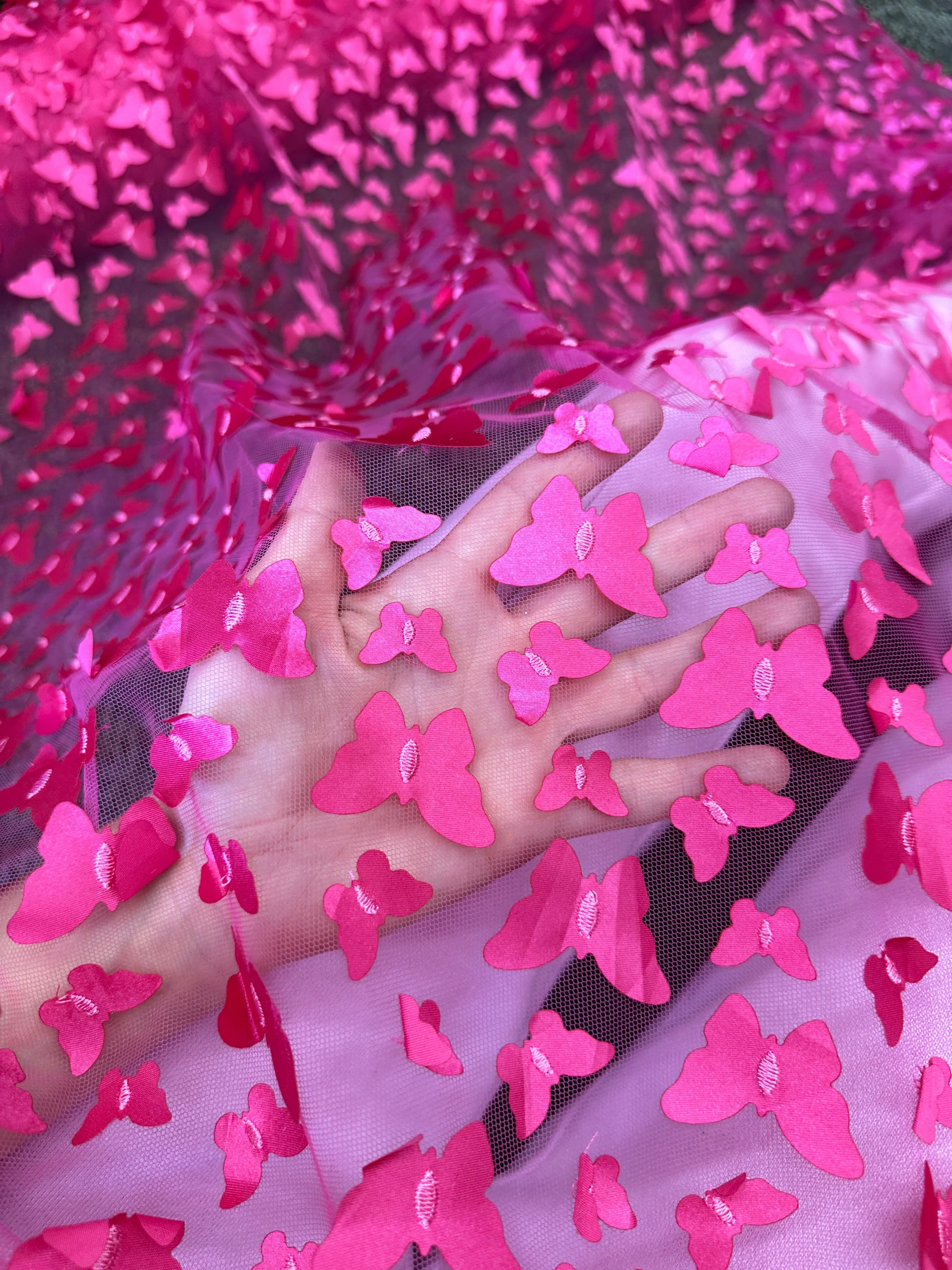 Hot Pink 3D Butterfly Lace - Image 8