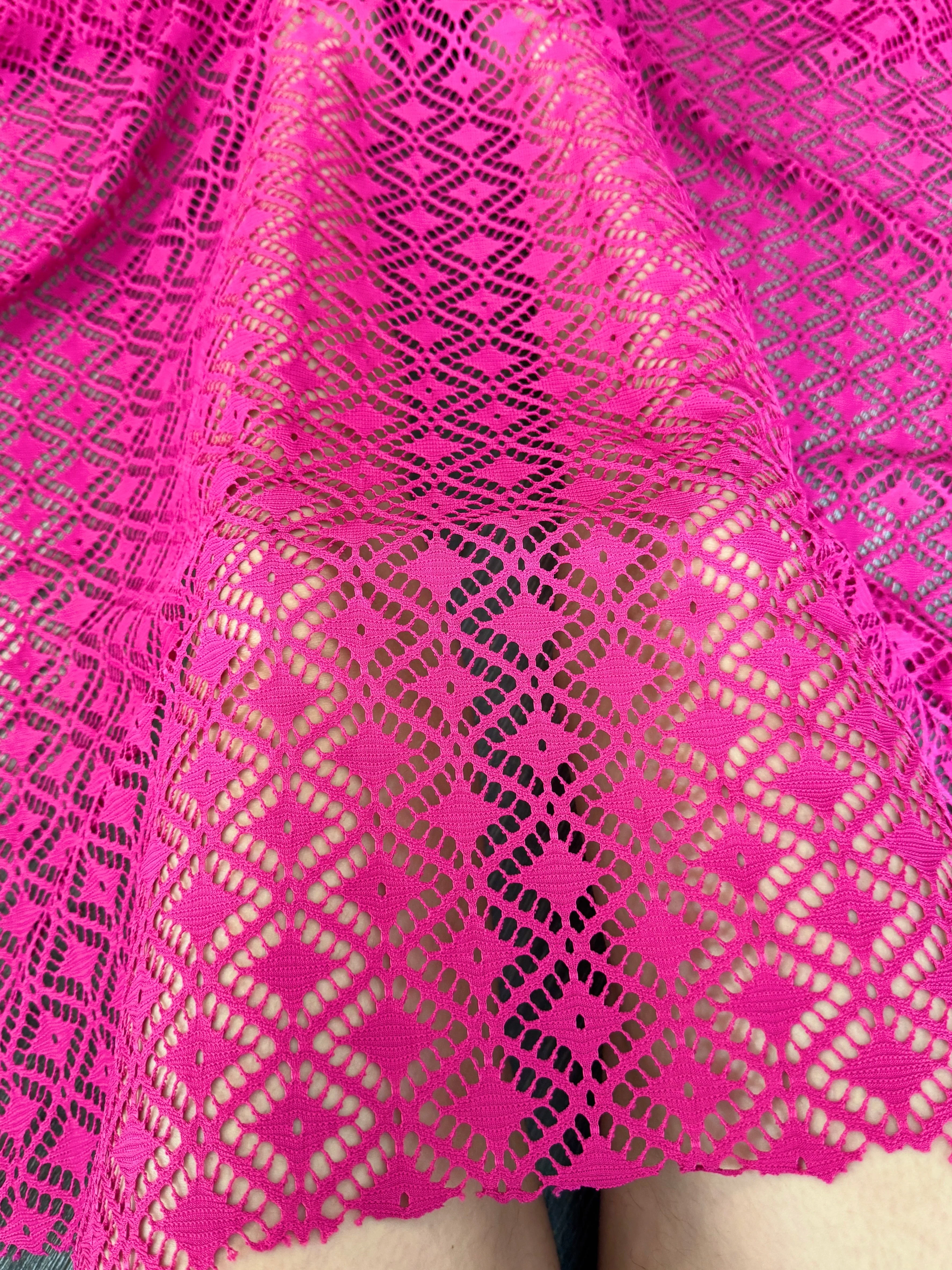 Hot Pink Crochet Hollow Out Knit - Image 2