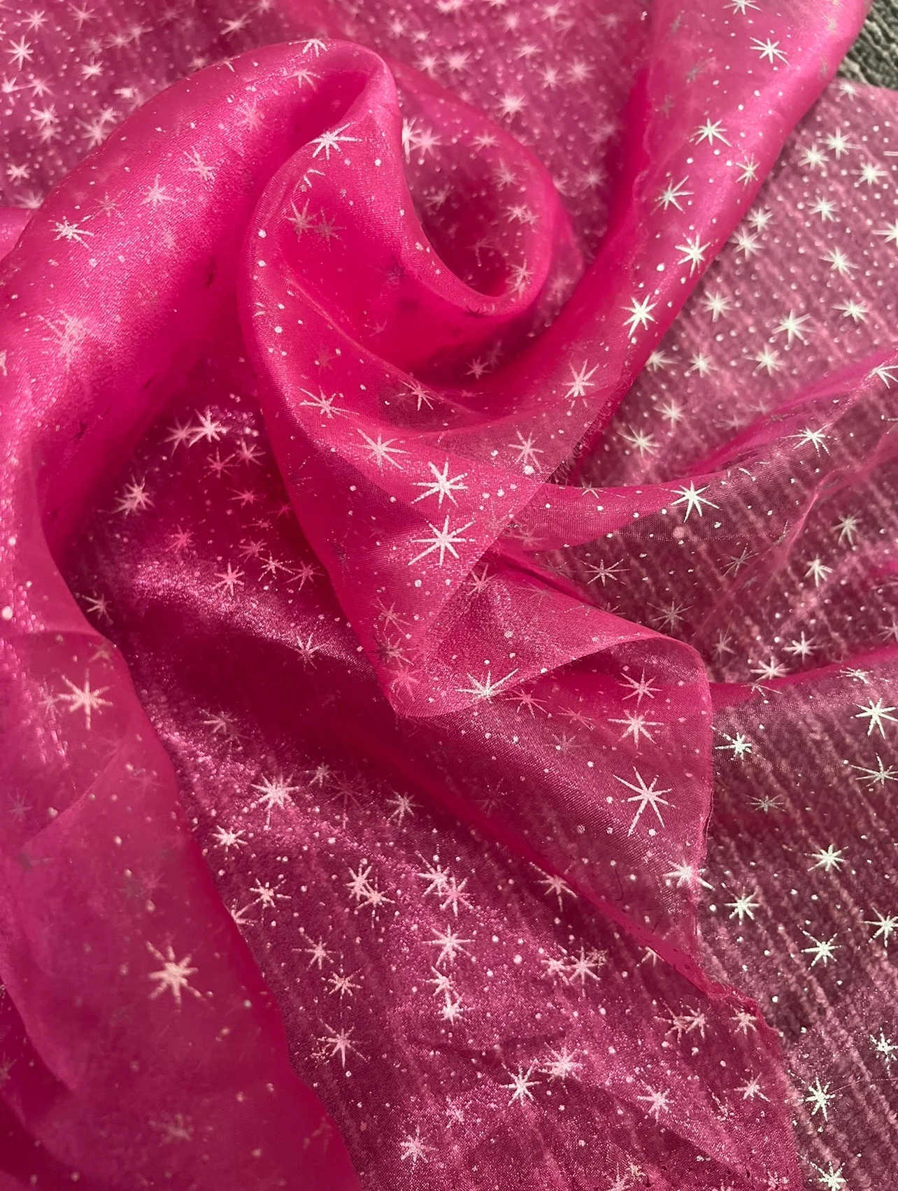 Hot Pink Shooting Star Organza