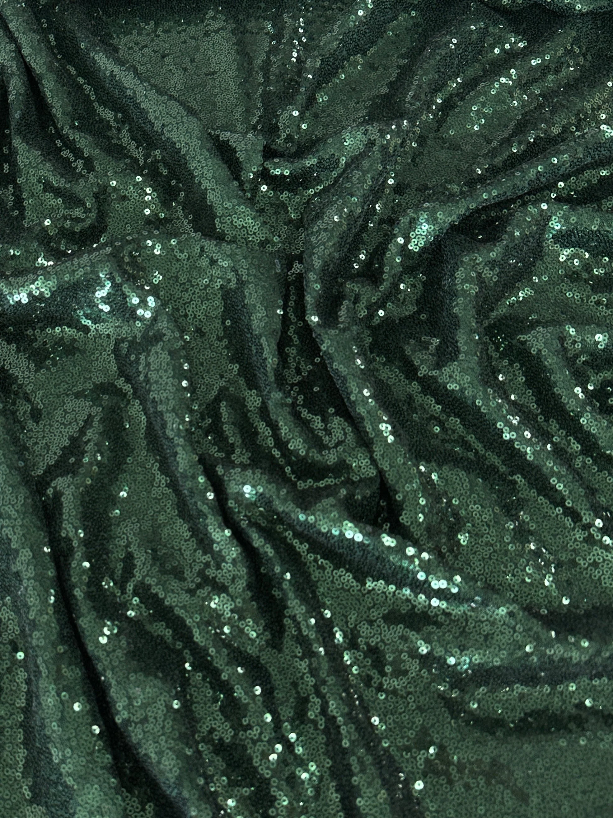 Hunter Green Stretch Sequin on Mesh - Image 4
