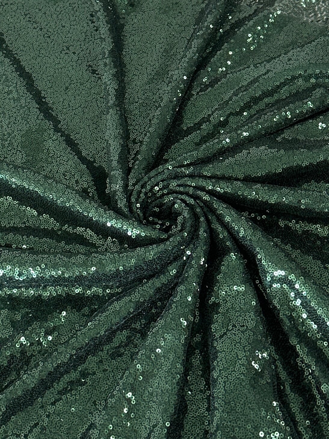 Hunter Green Stretch Sequin on Mesh - Image 7