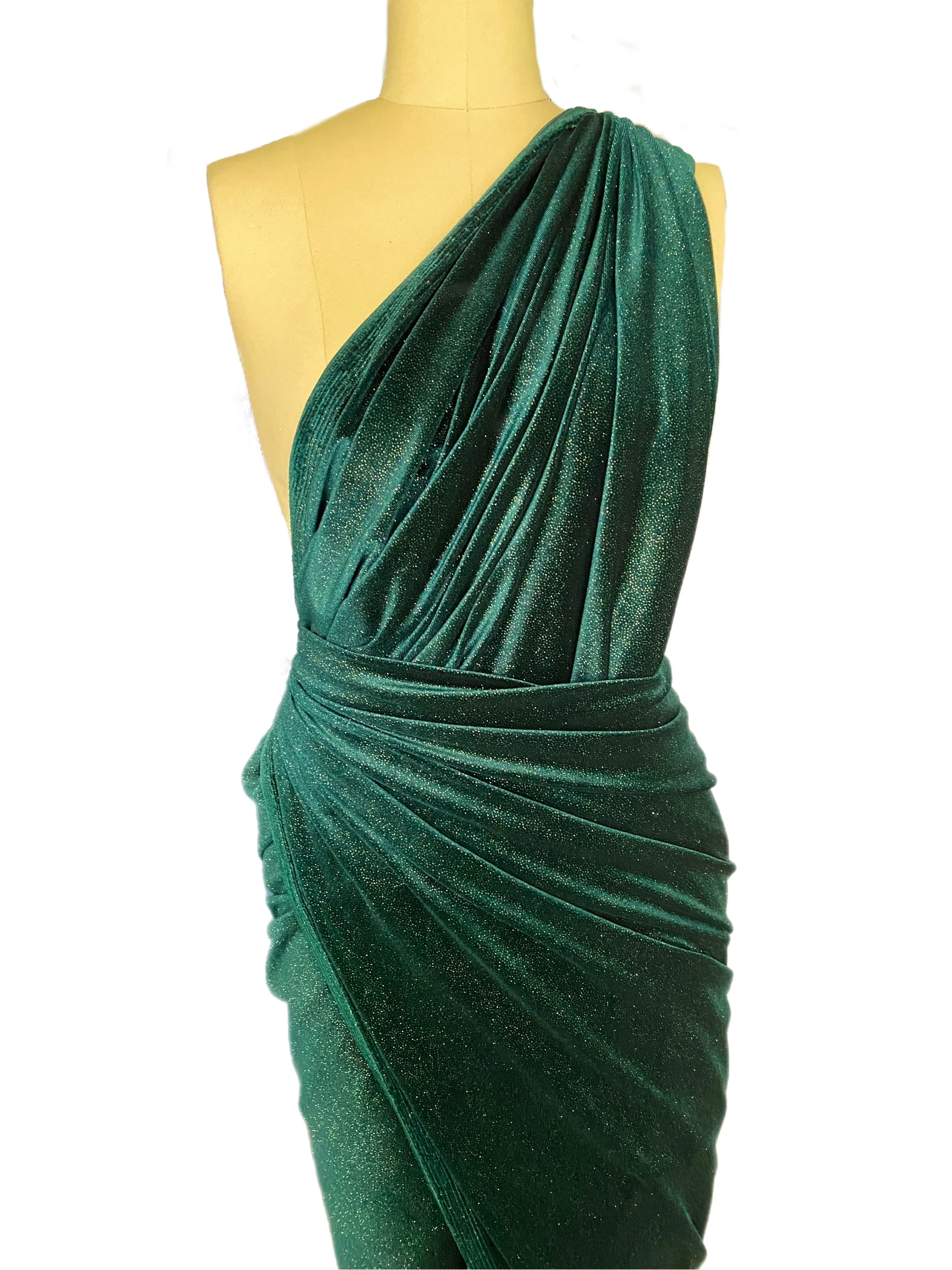 Hunter Green Shimmery Stretch Velvet - Image 4