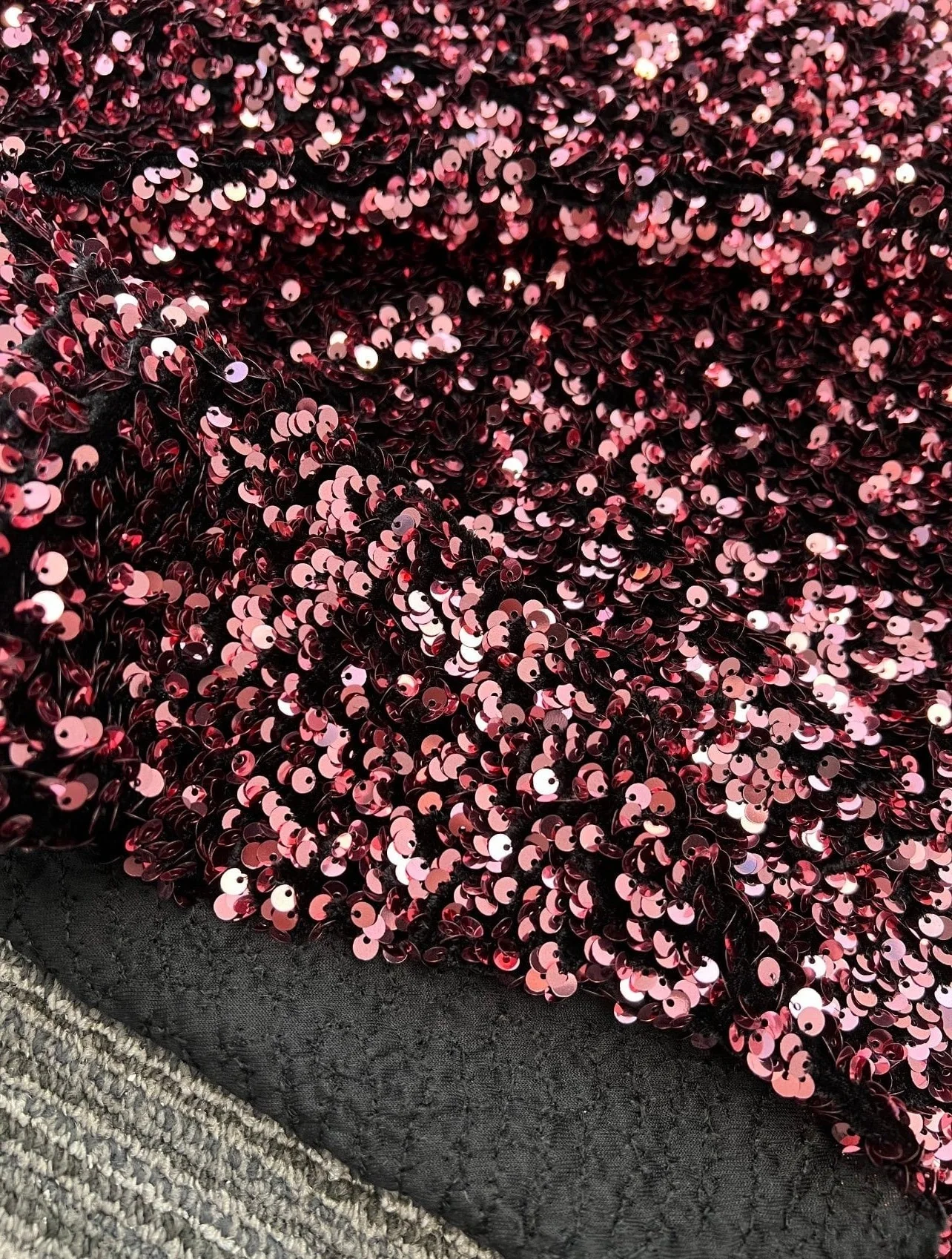 Iridescent Burgundy Sequin on Velvet - Image 2