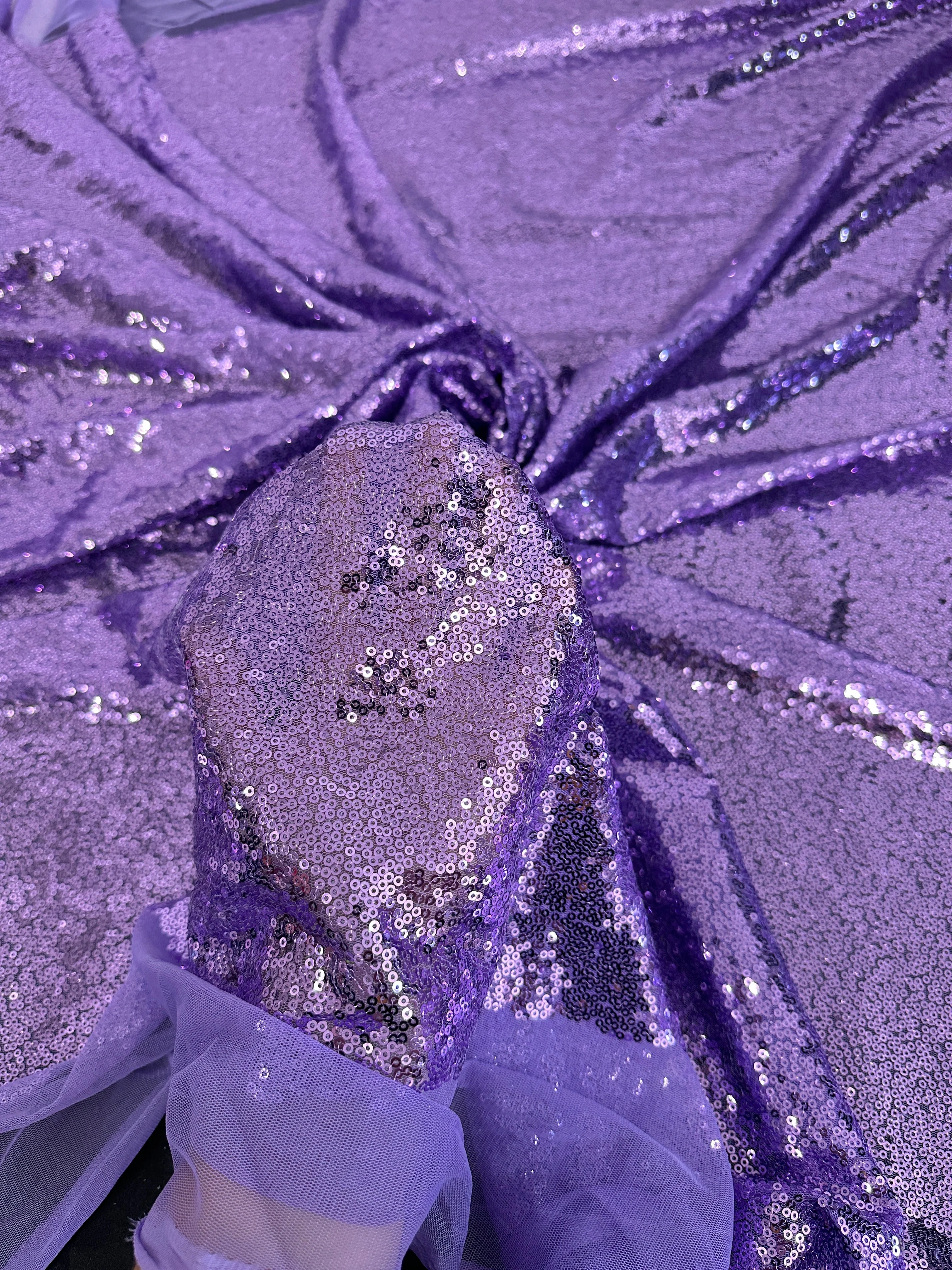 Lavender Stretch Sequin on Mesh - Image 3