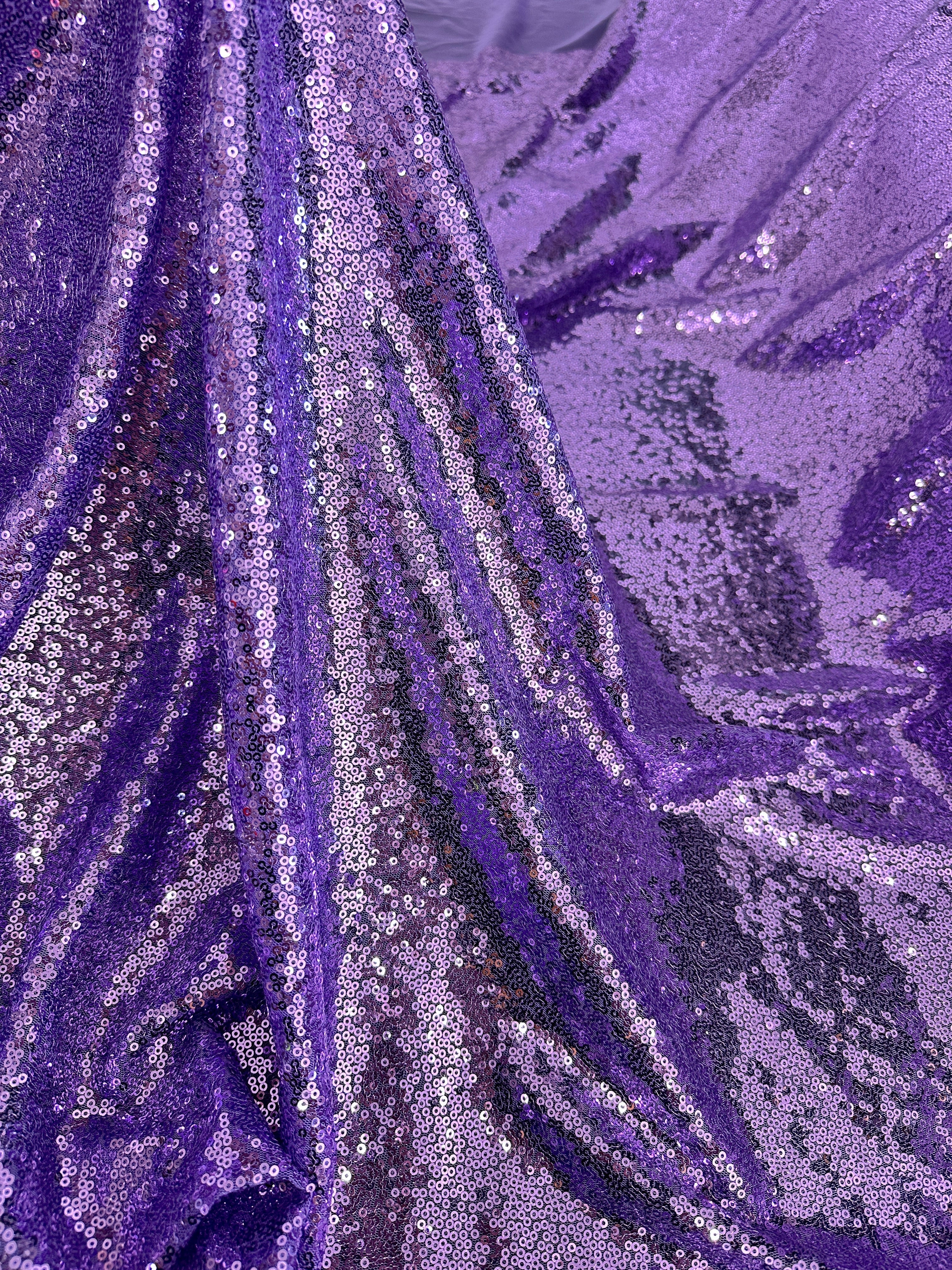 Lavender Stretch Sequin on Mesh - Image 5