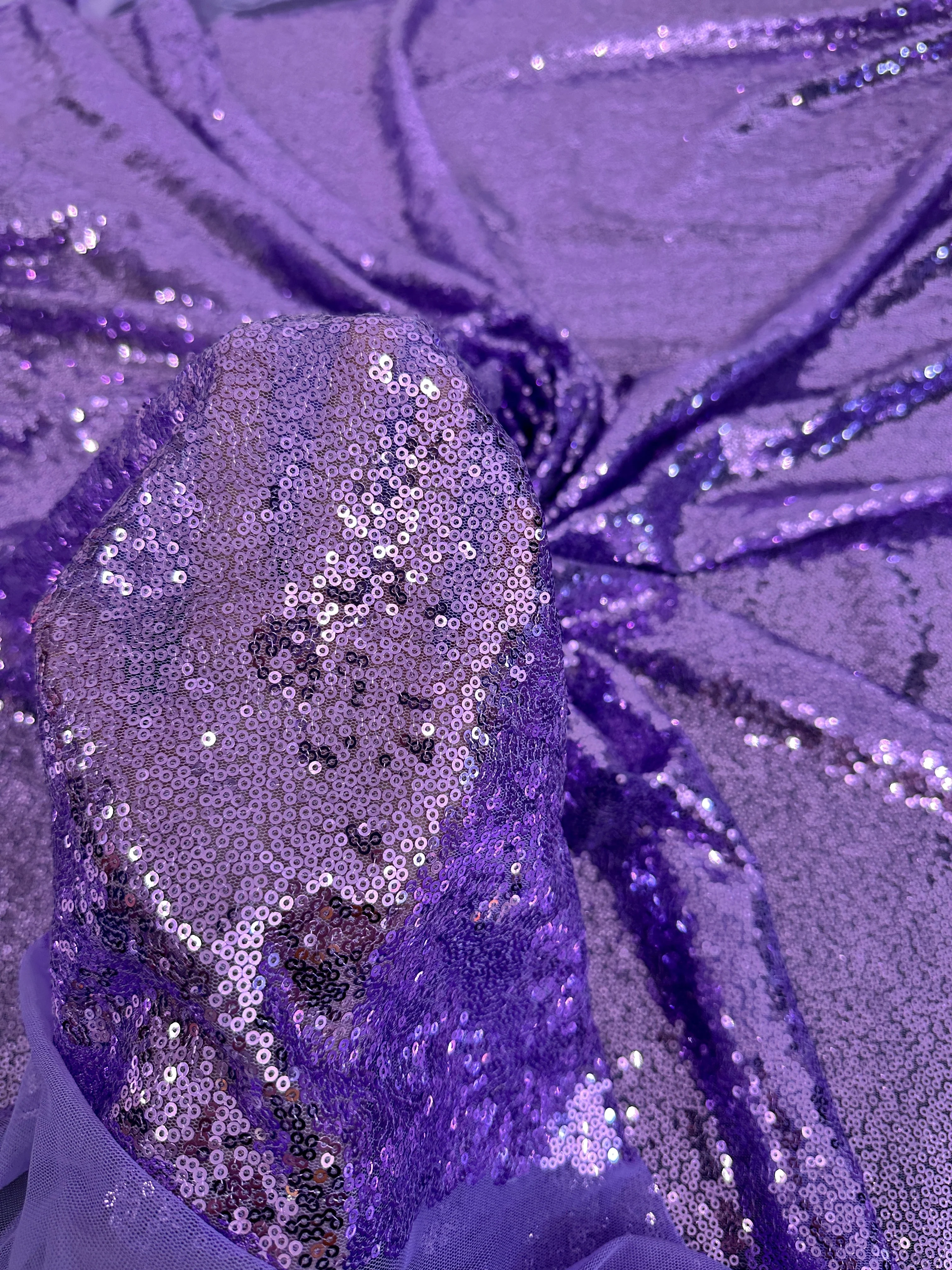 Lavender Stretch Sequin on Mesh - Image 9