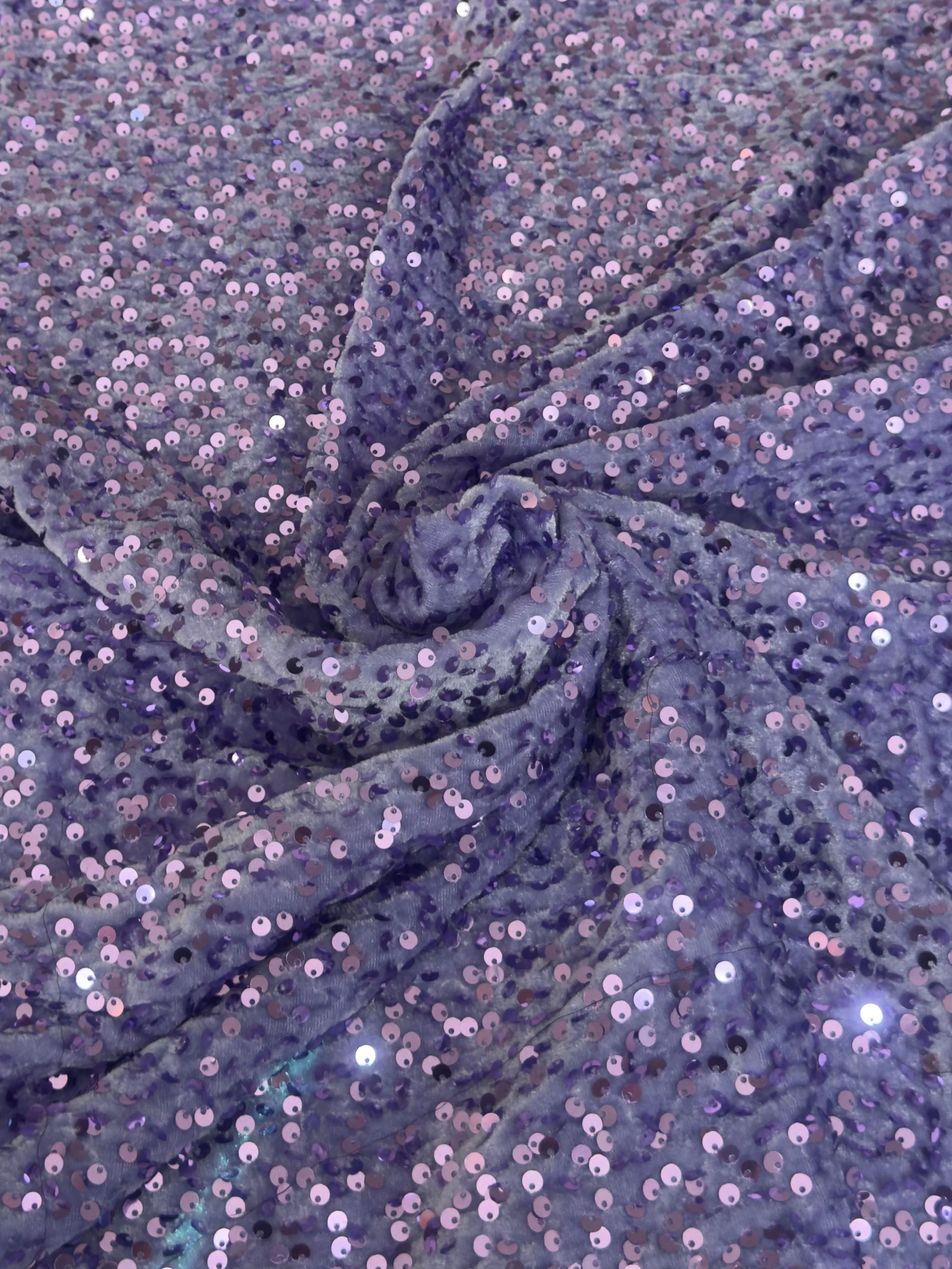 Light Lavender Sequins Velvet