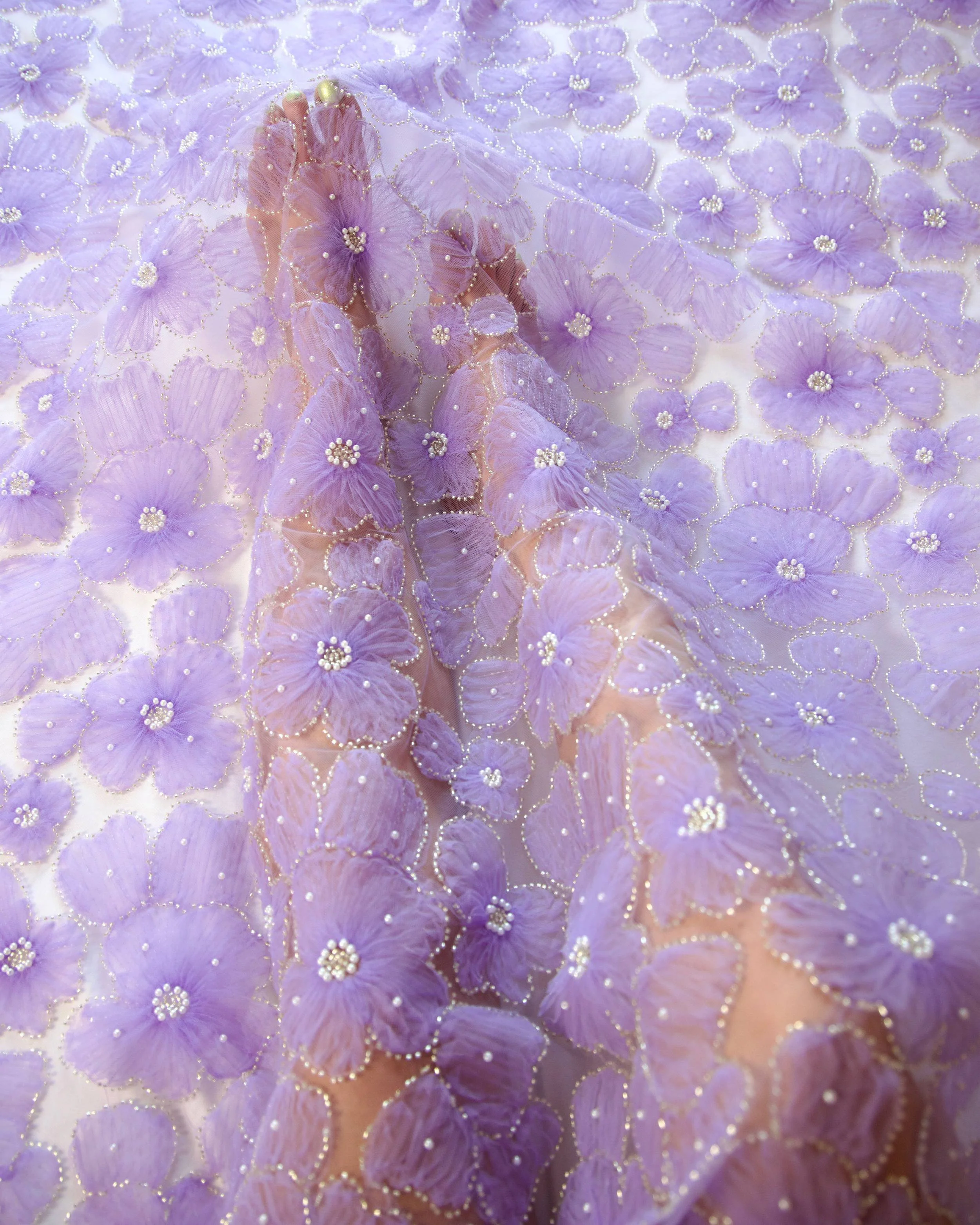 Lilac Couture Floral Tulle Beaded Lace Mesh - Image 11