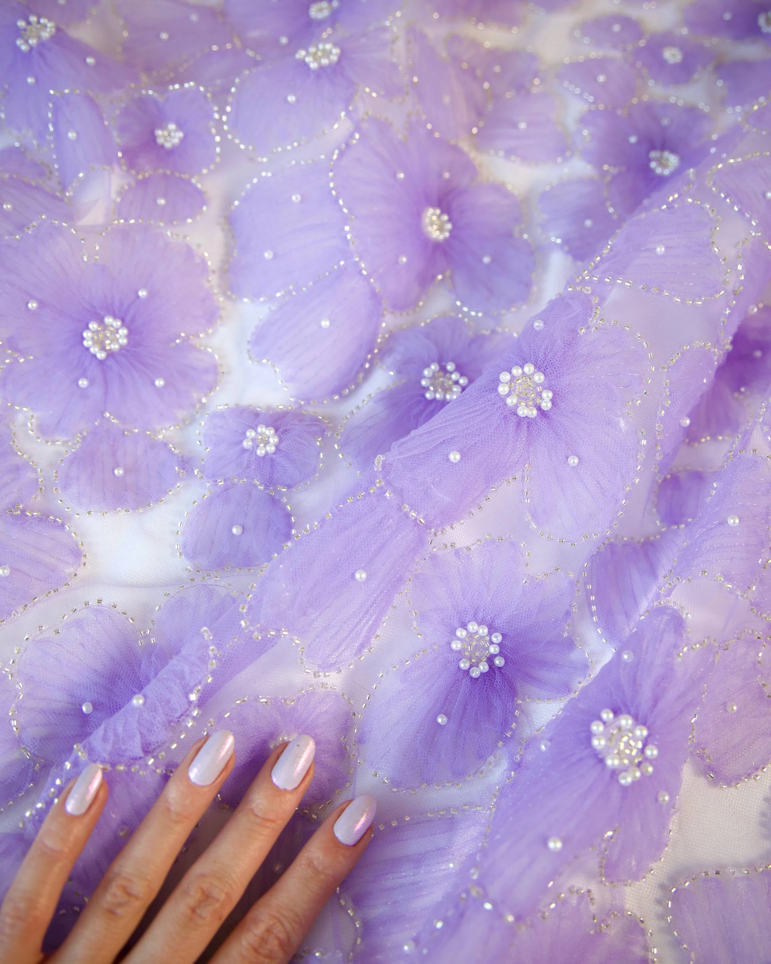 Lilac Couture Floral Tulle Beaded Lace Mesh - Image 12