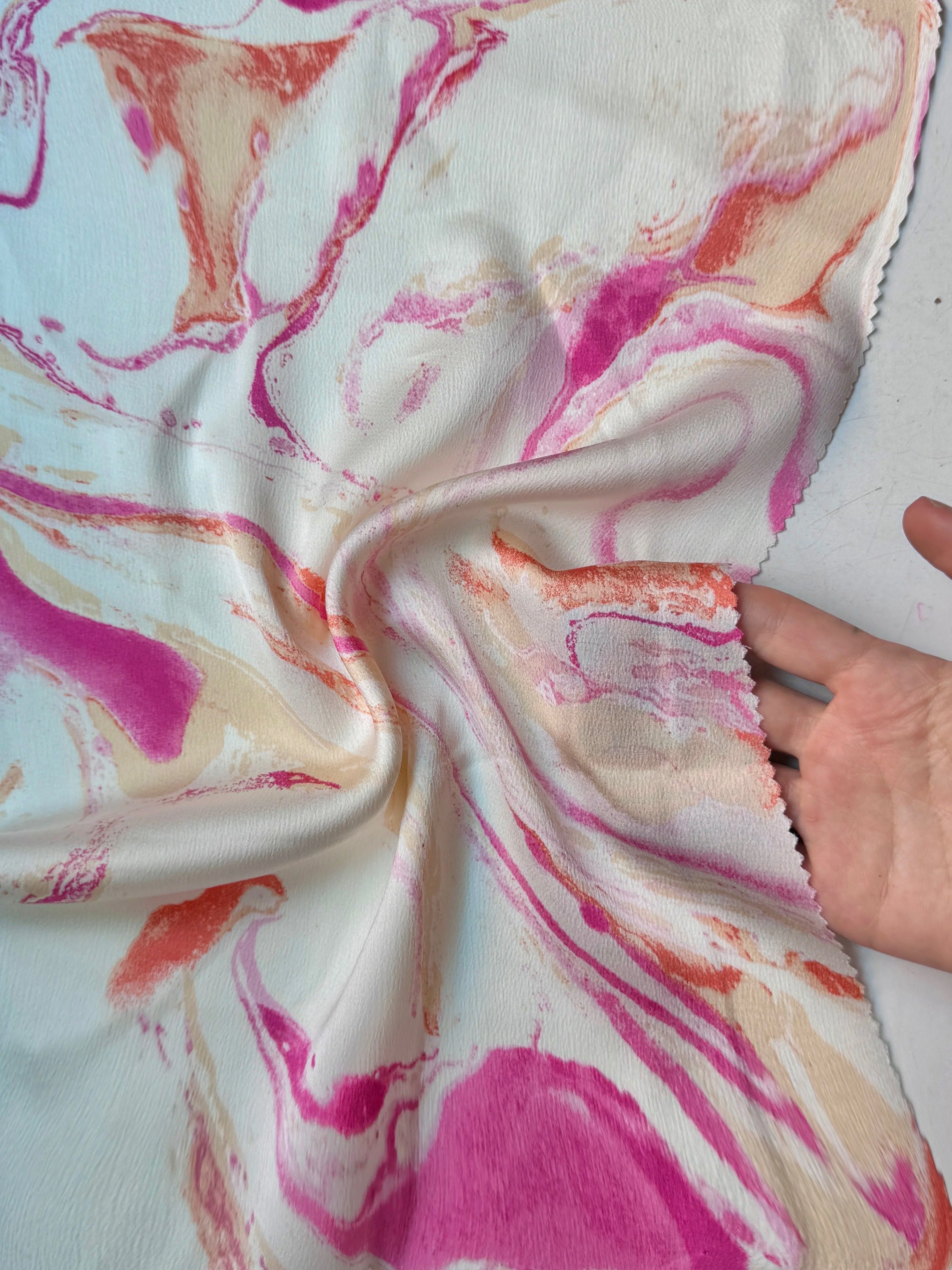 Marble Pink Print Satin - Image 4