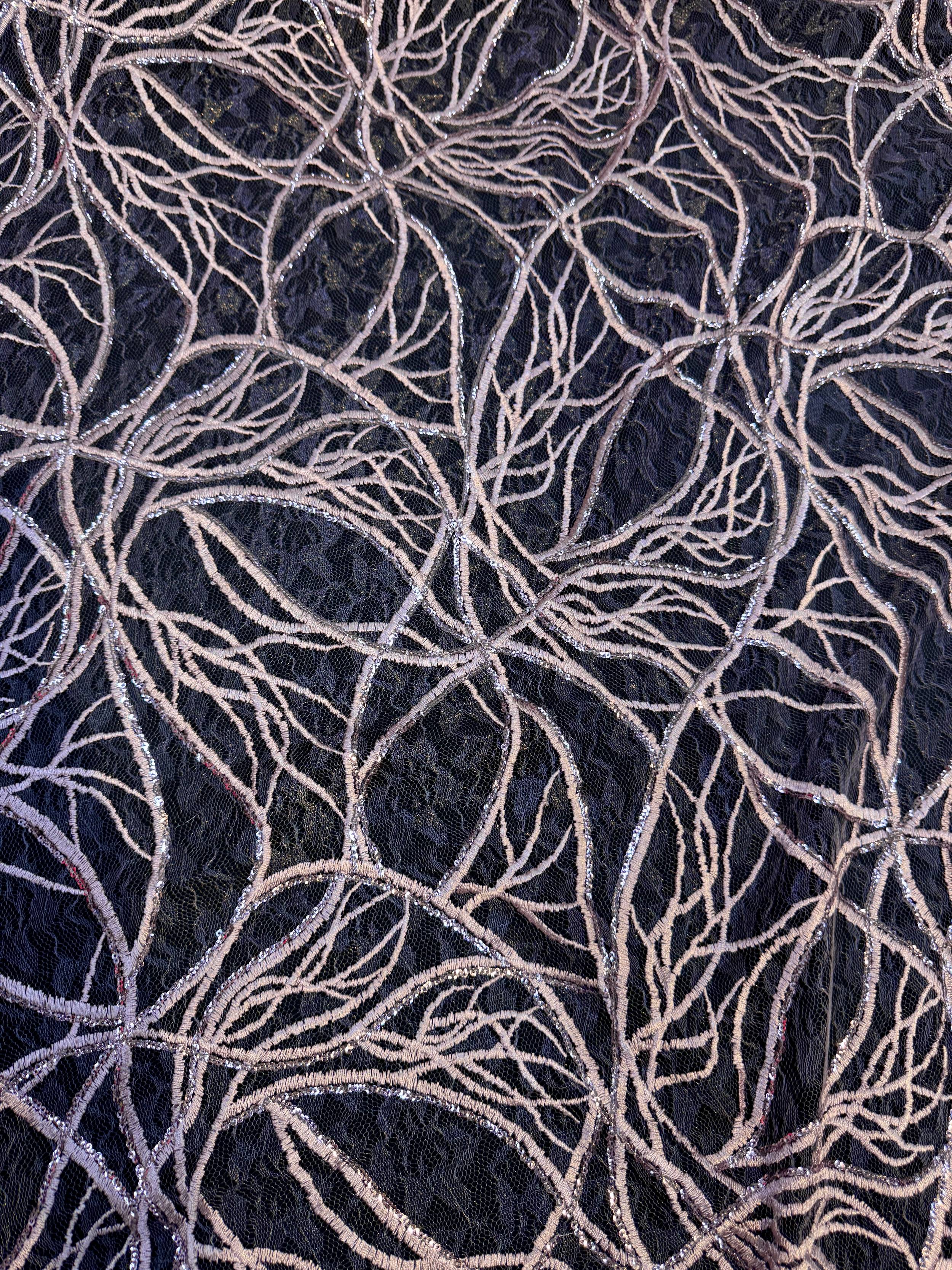 Mauve Infinity Web Sequin Embroidered Mesh - Image 2