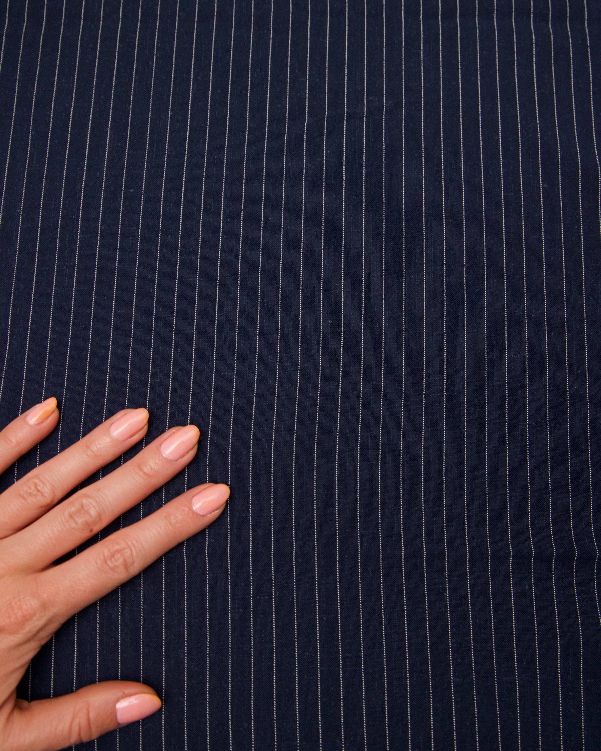 Navy Resort Pinstripe Linen Blend - Image 7