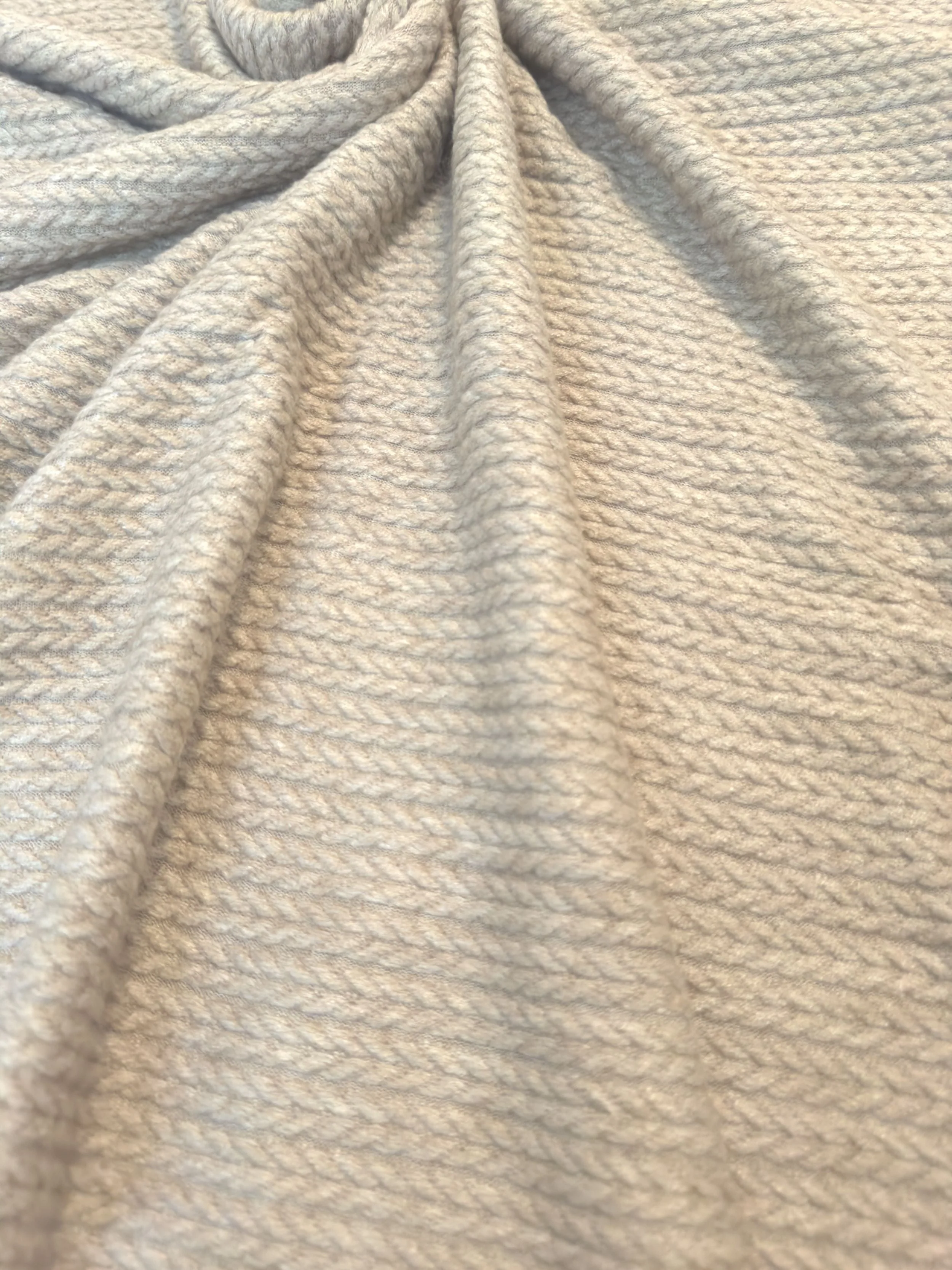 Oatmeal Buttery Soft Cable Textured Sweater Knit - Image 4