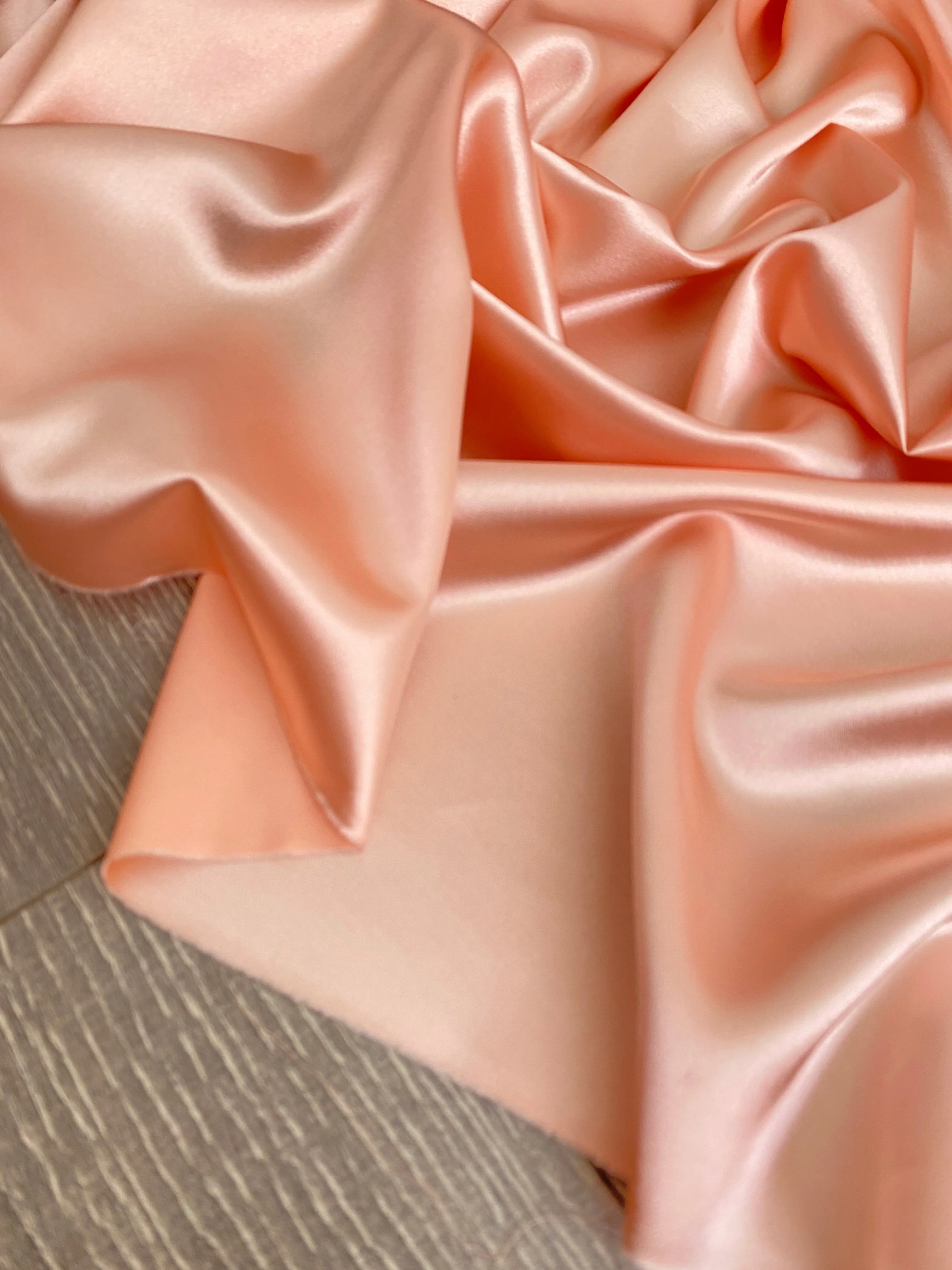 Peach Silky Stretch Satin - Image 2